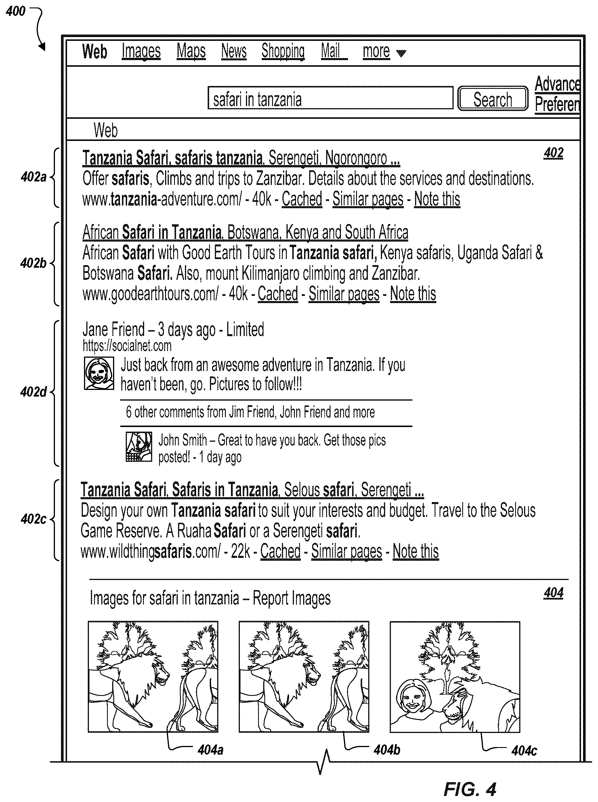 Patent US12468771 Figure 3 – Selective presentation of content types and sources in search