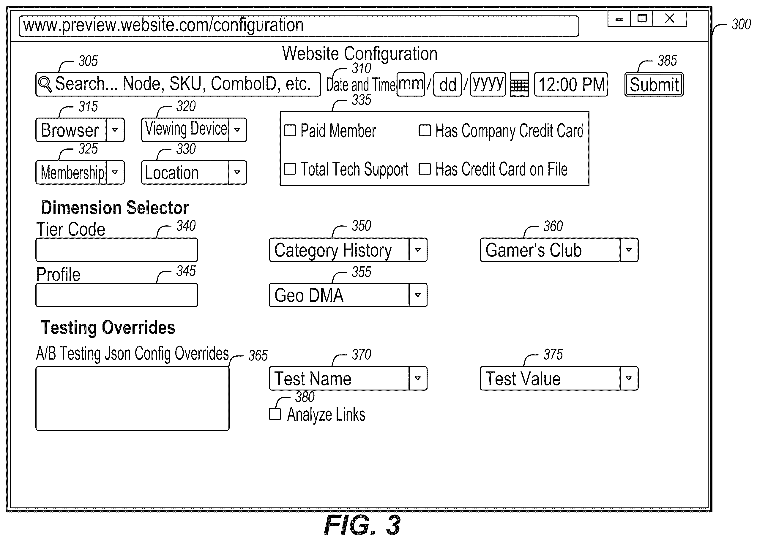 Patent US12468773 Figure 3 – Configurable preview of dynamic CDN rendered websites