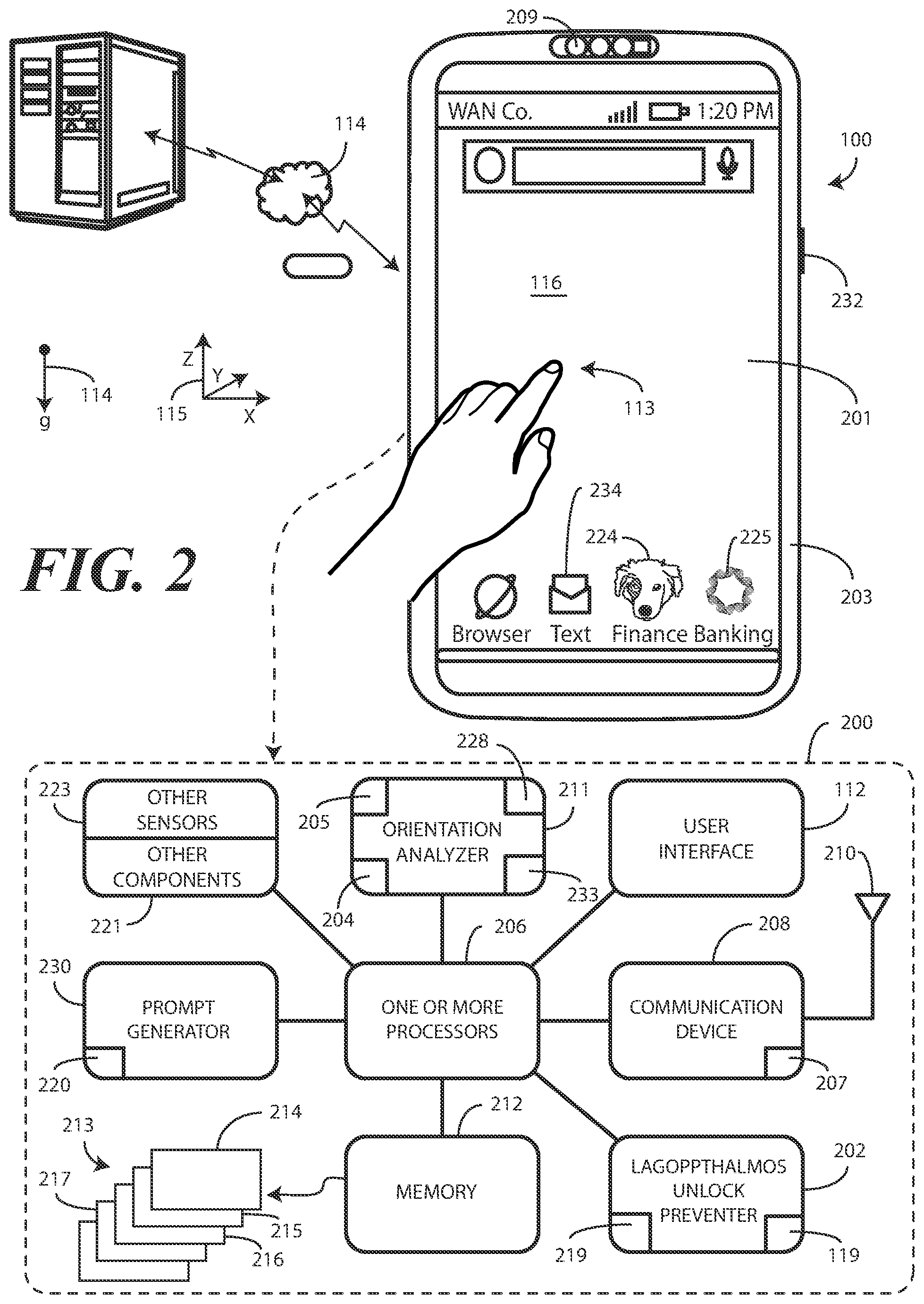 Patent US12468793 Figure 2 – Electronic device and corresponding methods for precluding unlocking operations for users experiencing state of lagophthalmos