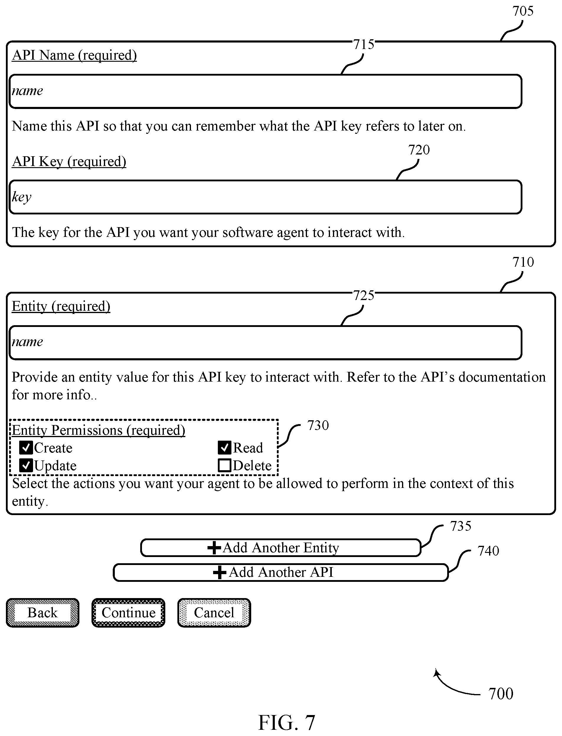 Patent US12468798 Figure 7 – Techniques for managing artificial intelligence agents using user-controlled authorization network tokens