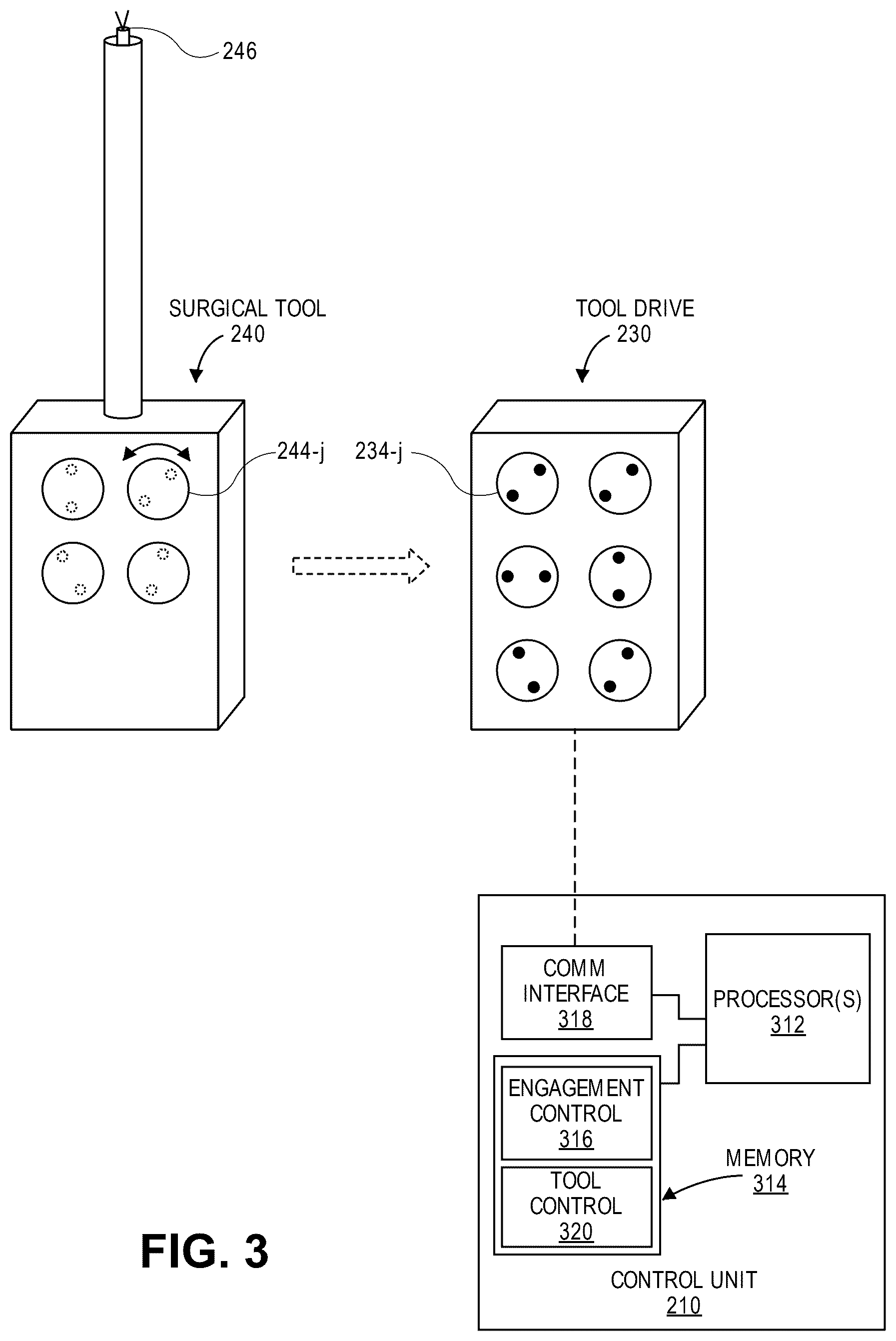 Patent US12472018 Figure 3 – Engagement and/or homing of a surgical tool in a surgical robotic system