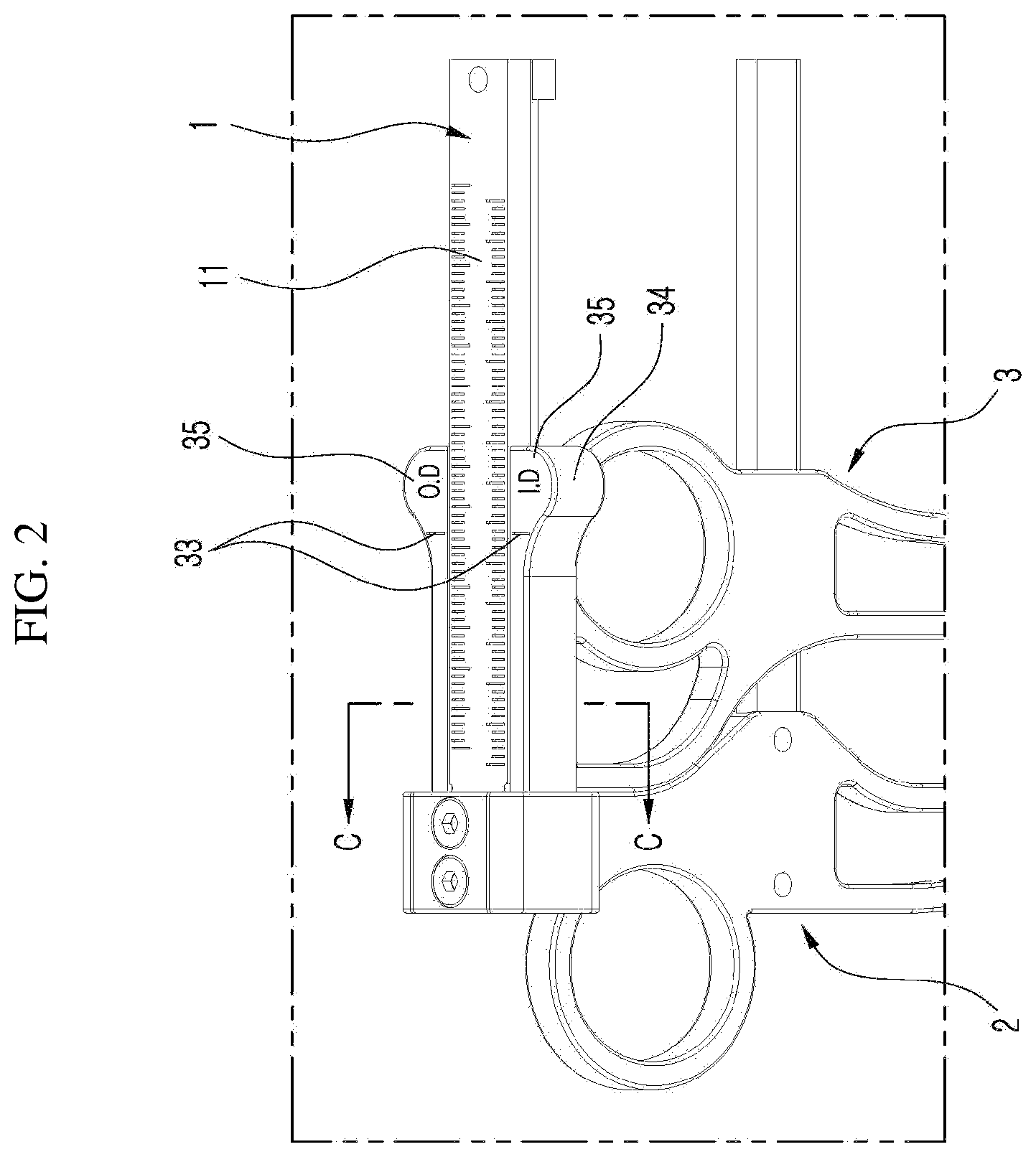 Patent US12472071 Figure 2 – Apparatus for measuring size of cup for hip arthroplasty
