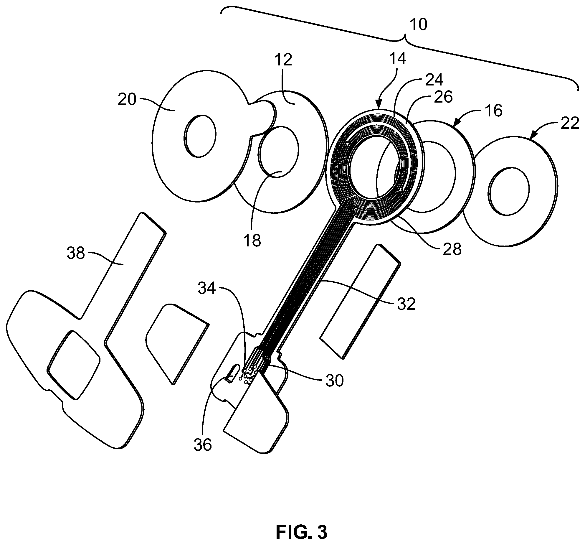 Patent US12472085 Figure 2 – Double-sided sensor device for ostomy leak detection system