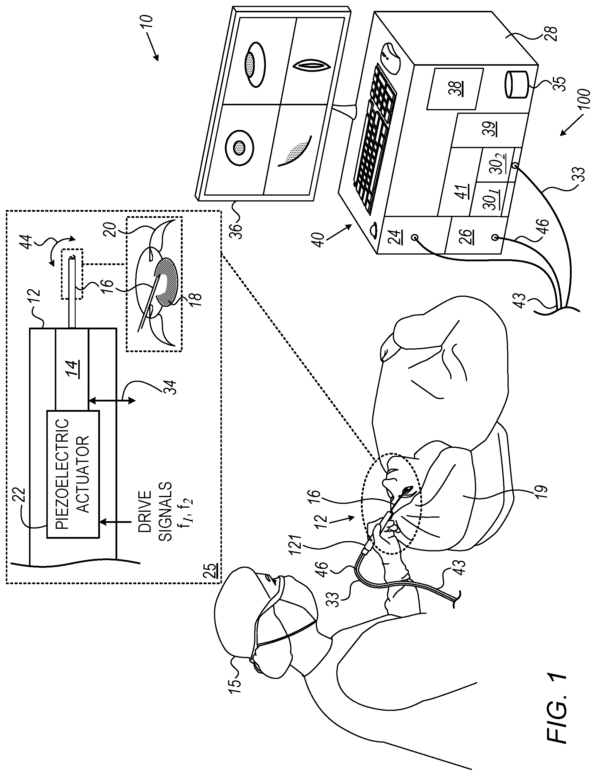 Patent US12472094 Figure 1 – Phacoemulsification probe comprising magnetic sensors and/or multiple independent piezoelectric vibrators