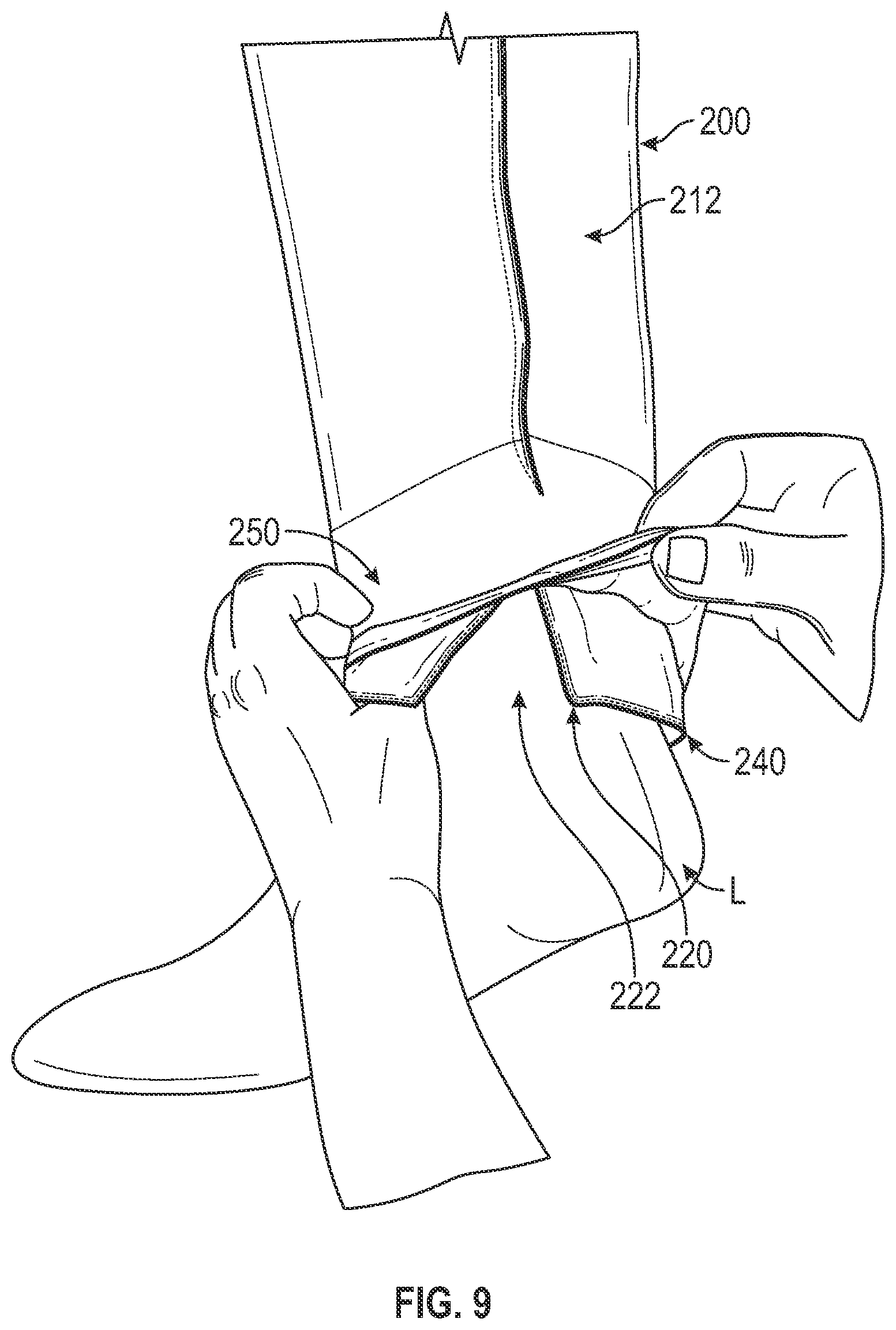 Patent US12472105 Figure 9 – Foam sleeve garment with easy access feature