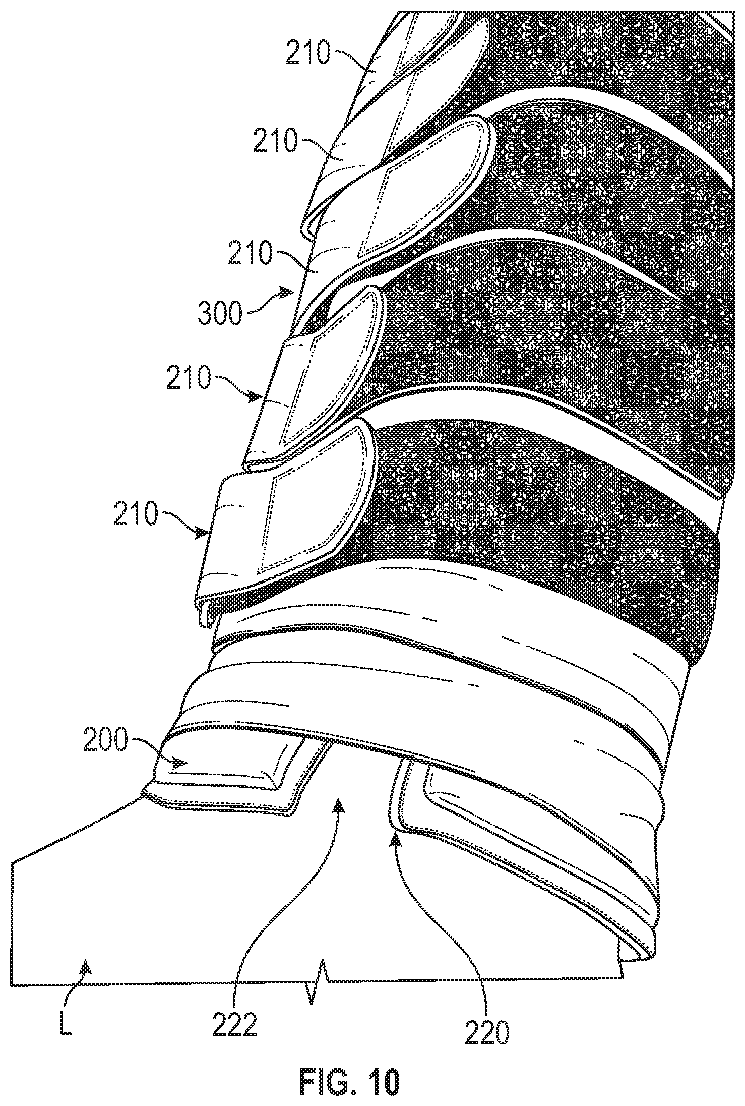 Patent US12472105 Figure 10 – Foam sleeve garment with easy access feature