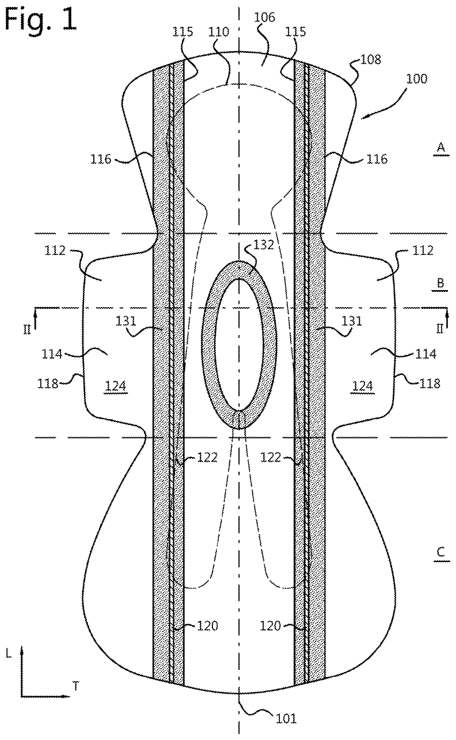 Patent US12472109 Figure 1 – Disposable hygiene article