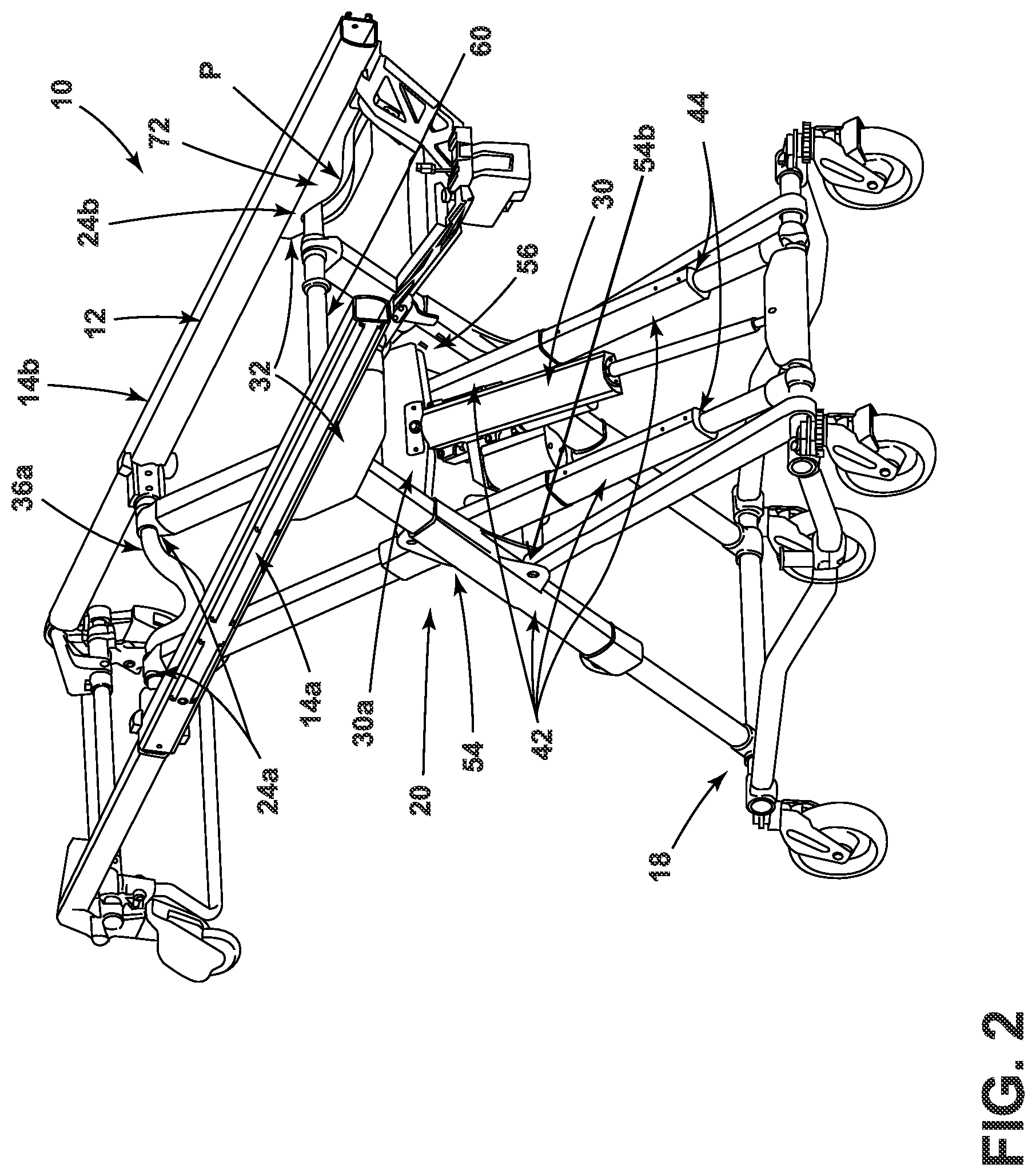 Patent US12472112 Figure 2 – Patient handling apparatus with hydraulic control system