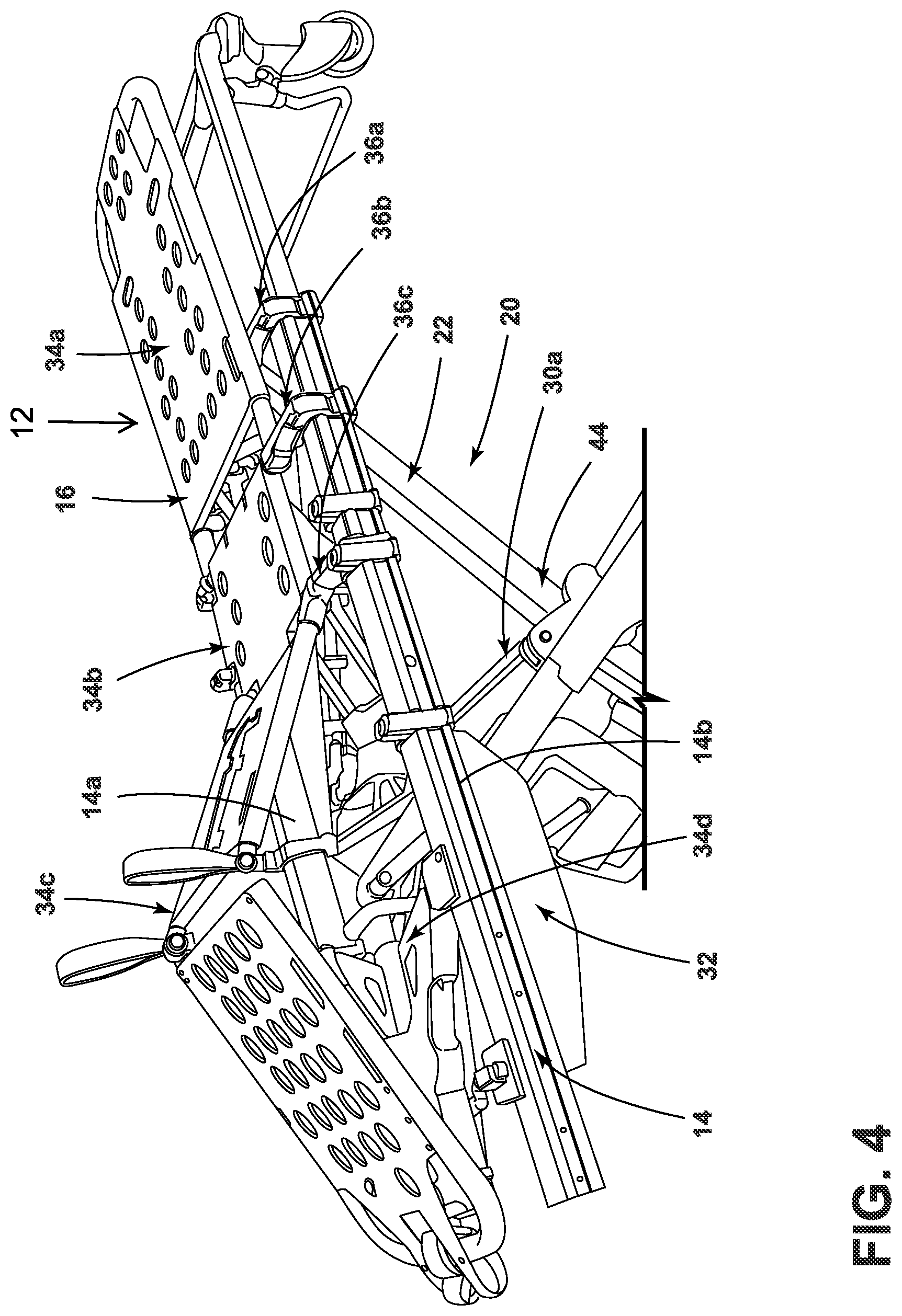 Patent US12472112 Figure 4 – Patient handling apparatus with hydraulic control system