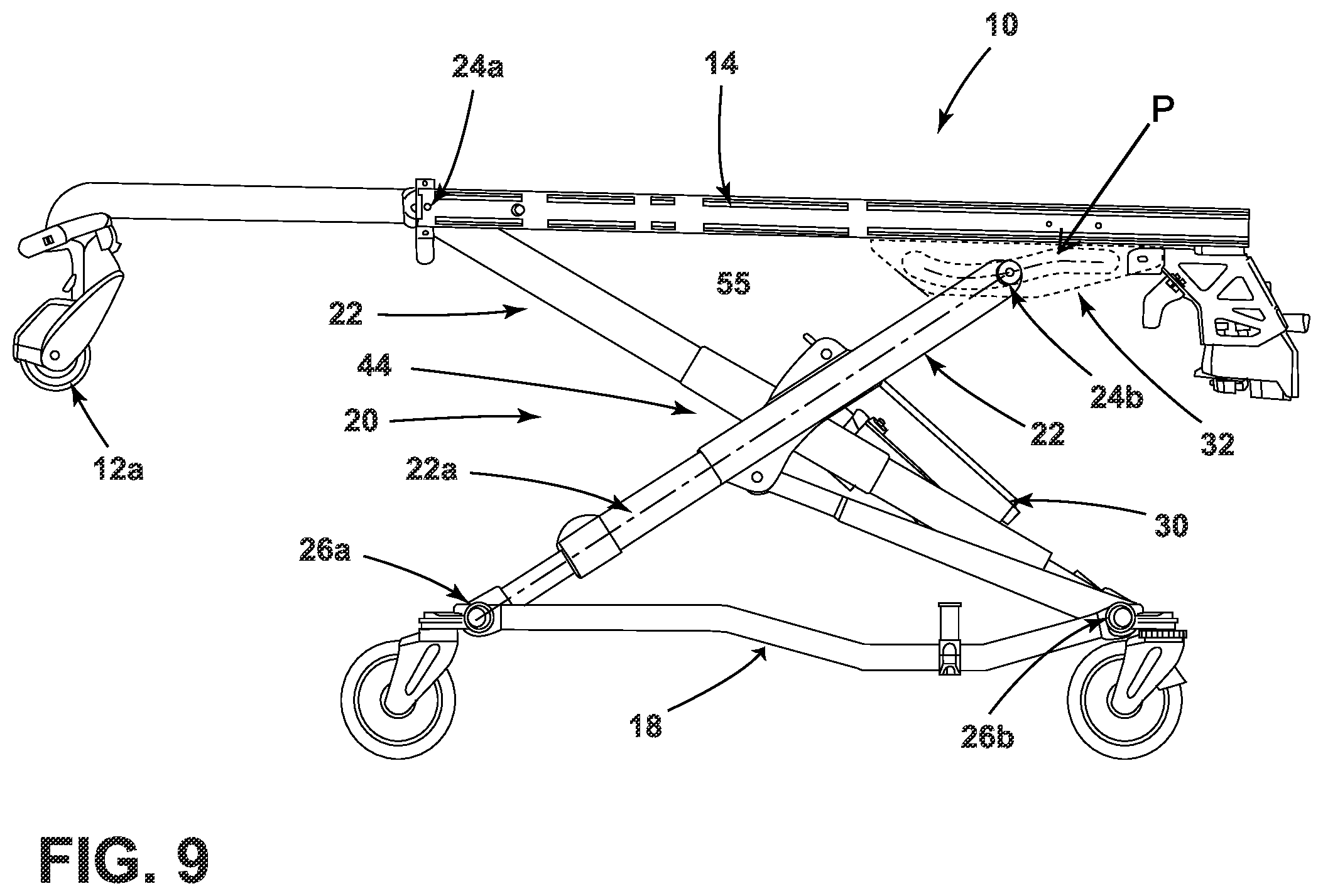 Patent US12472112 Figure 9 – Patient handling apparatus with hydraulic control system