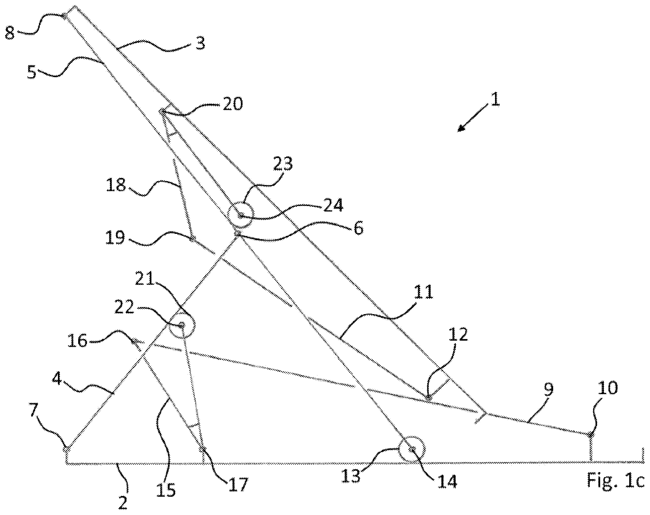 Patent US12472114 Figure 3 – Combined lift and tilt system and a wheel chair with a built-in seat hoist including such a system