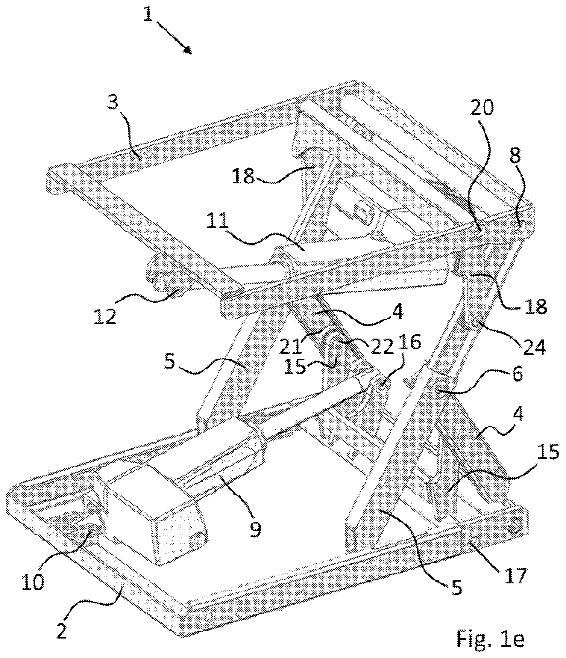 Patent US12472114 Figure 5 – Combined lift and tilt system and a wheel chair with a built-in seat hoist including such a system