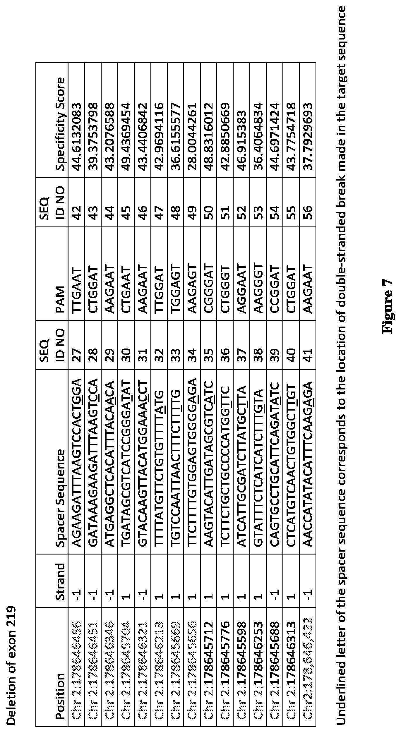 Patent US12472239 Figure 7 – Guide RNA for repairing a mutant human titin gene using CRISPR technology