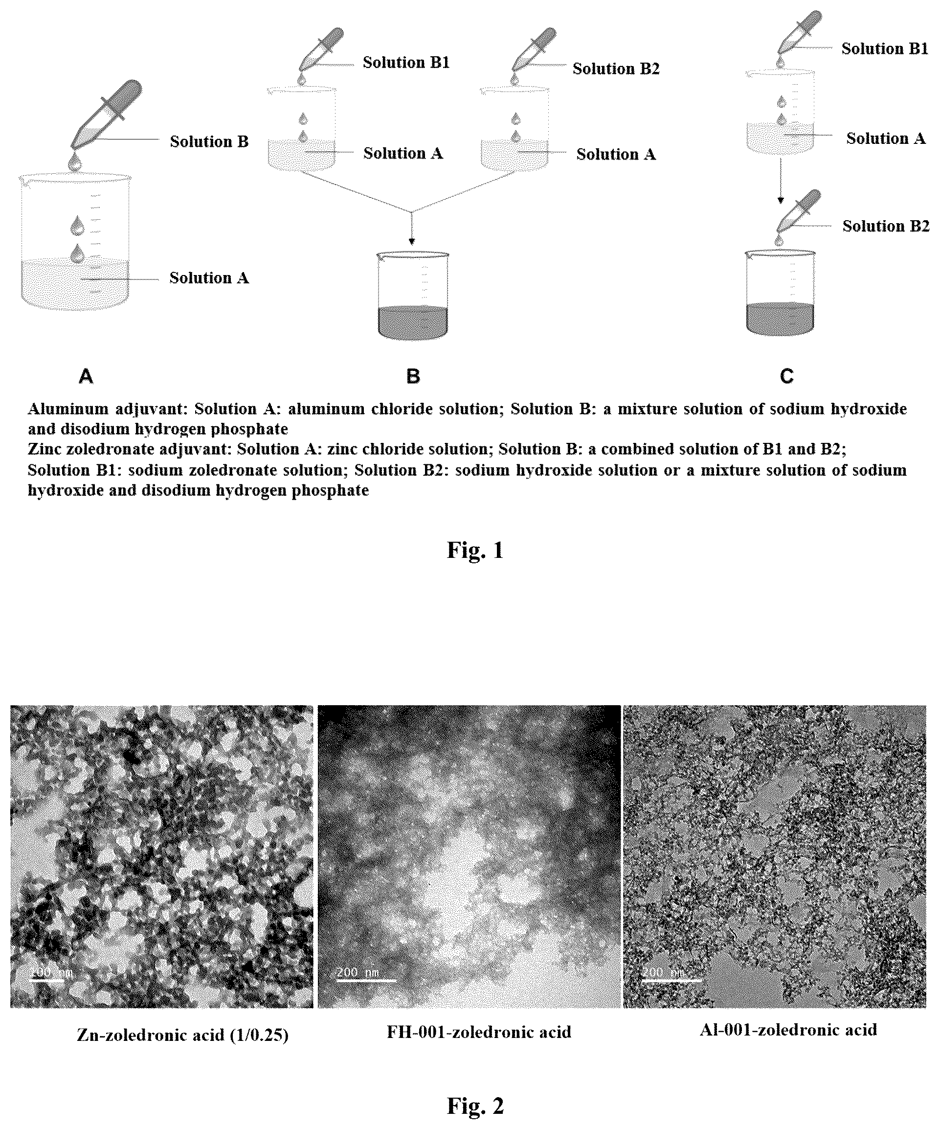 Patent US12472250 Figure 1 – Preparation of zinc zoledronate micro-nanoparticle adjuvant and use thereof as vaccine adjuvant