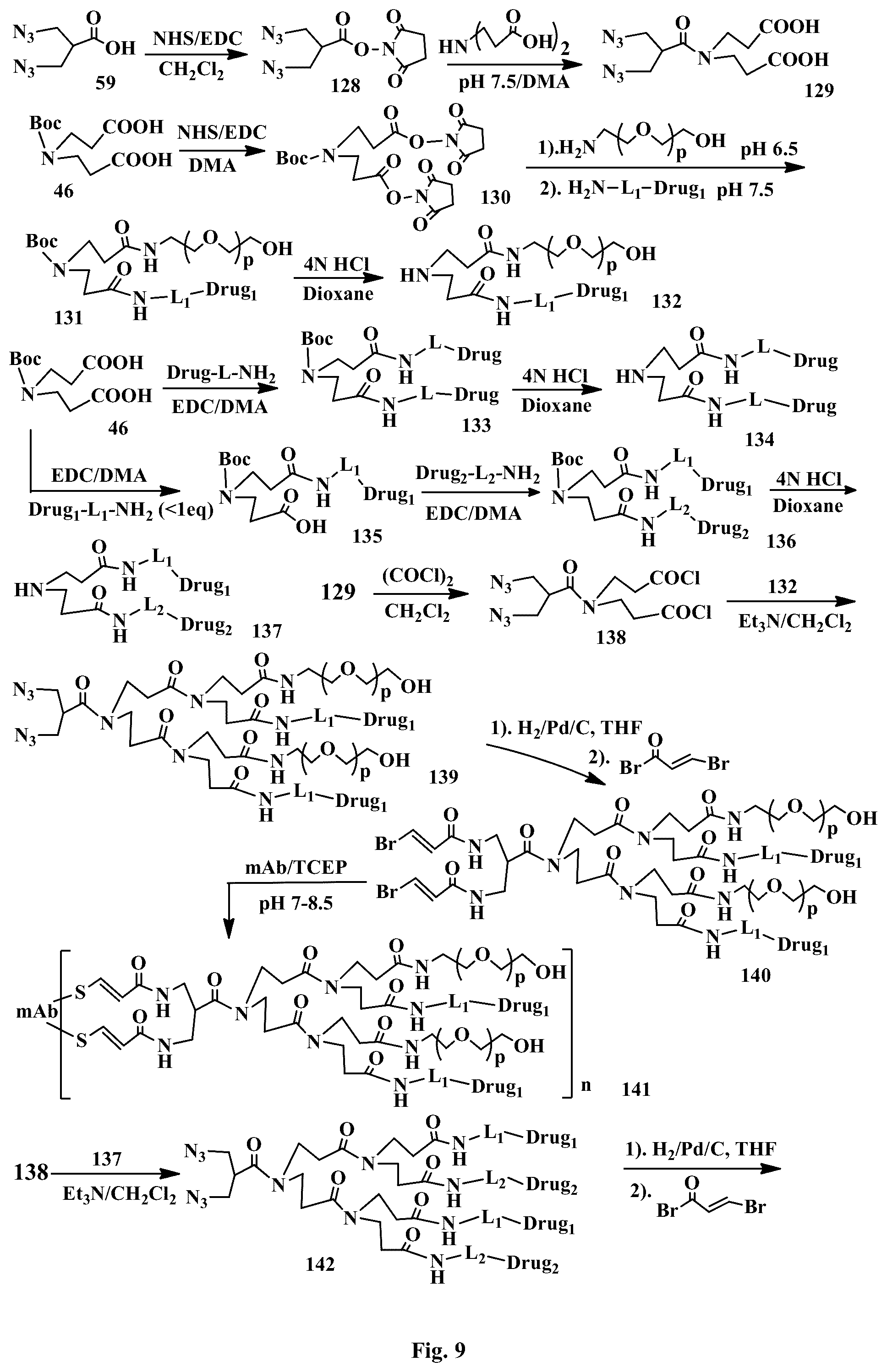 Patent US12472265 Figure 9 – Conjugation linkers, cell binding molecule-drug conjugates containing the linkers, methods of making and uses such conjugates with the linkers