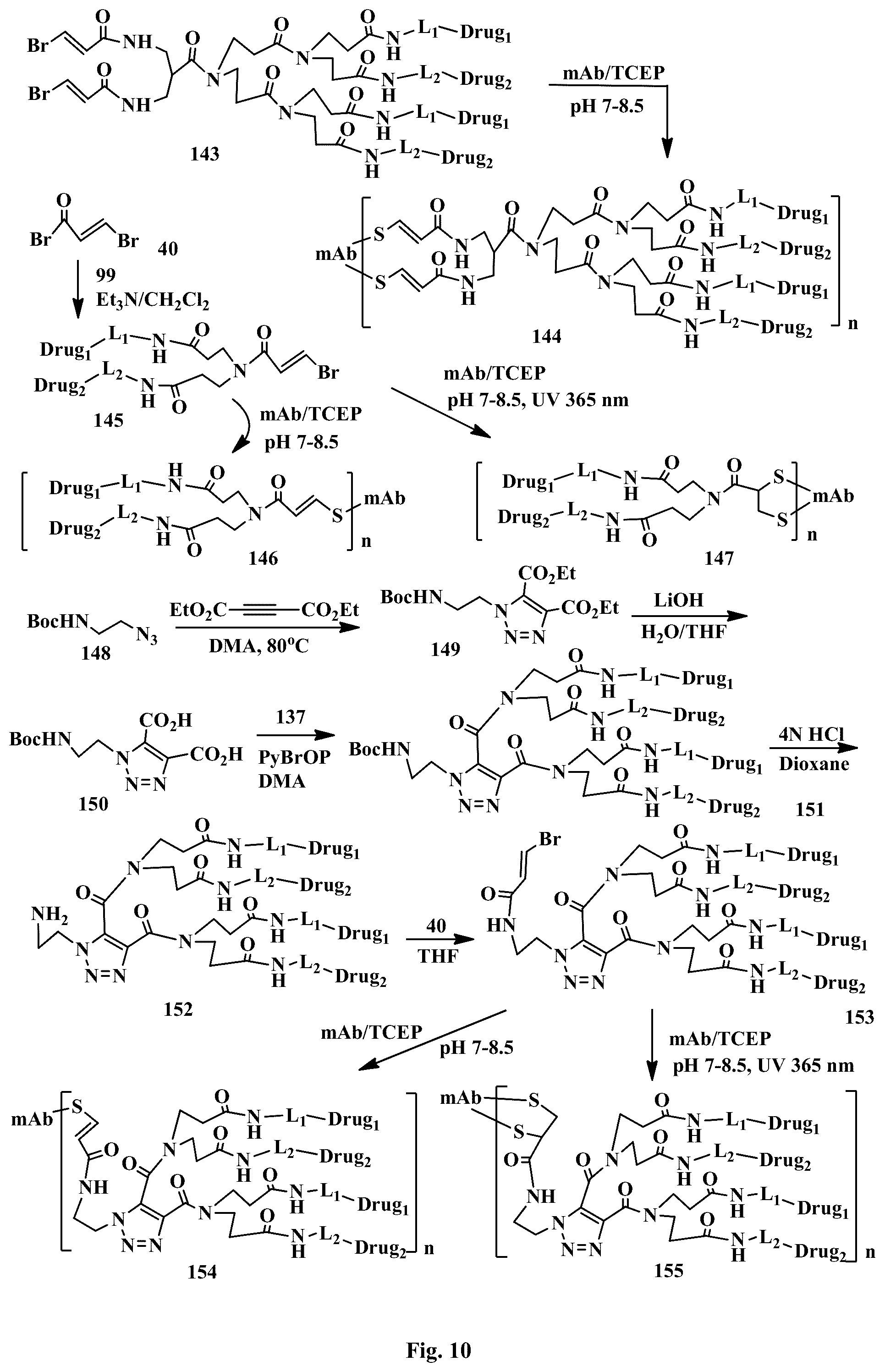 Patent US12472265 Figure 10 – Conjugation linkers, cell binding molecule-drug conjugates containing the linkers, methods of making and uses such conjugates with the linkers