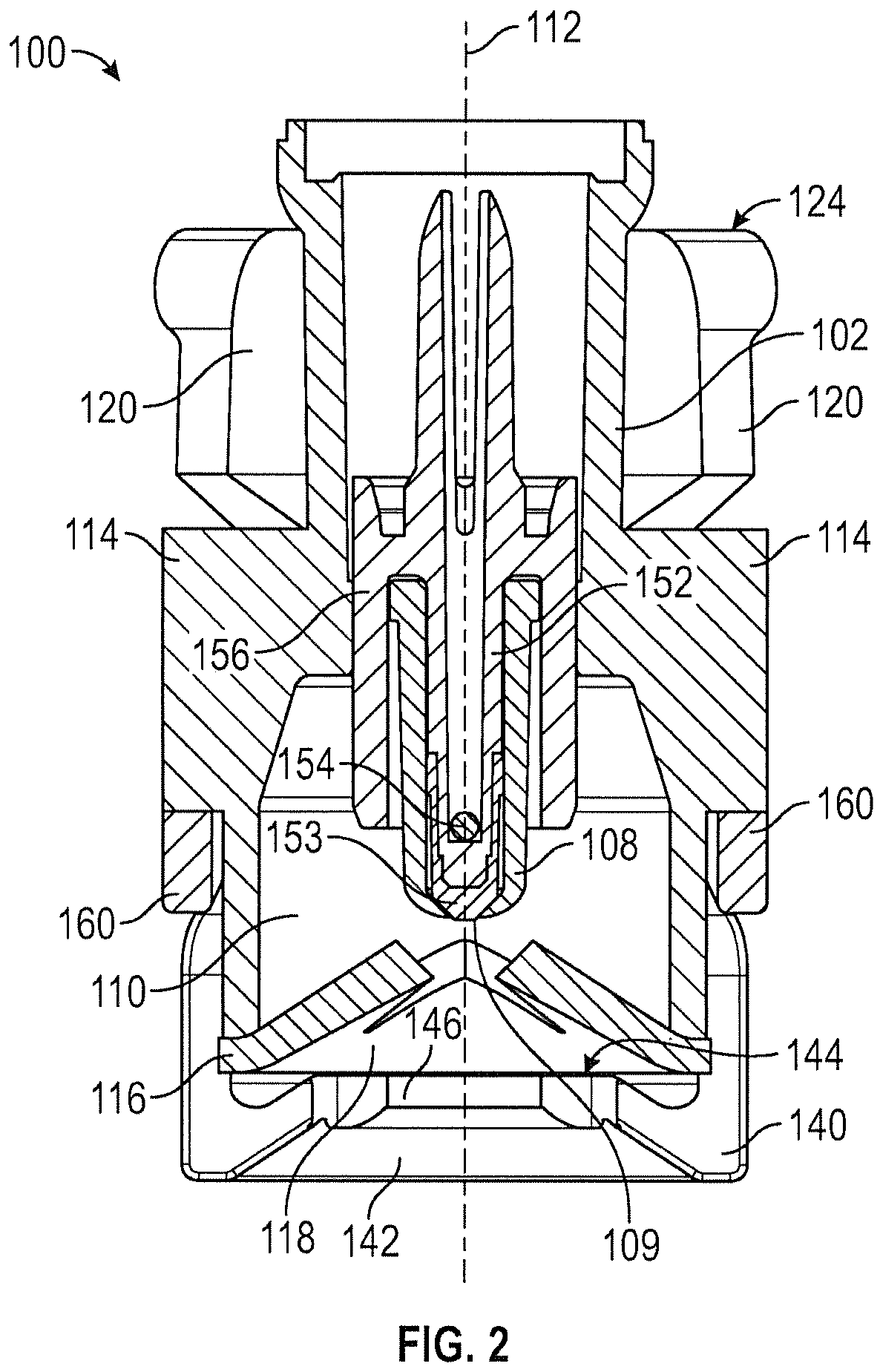 Patent US12472340 Figure 4 – Closed male luer device for use with needleless access devices
