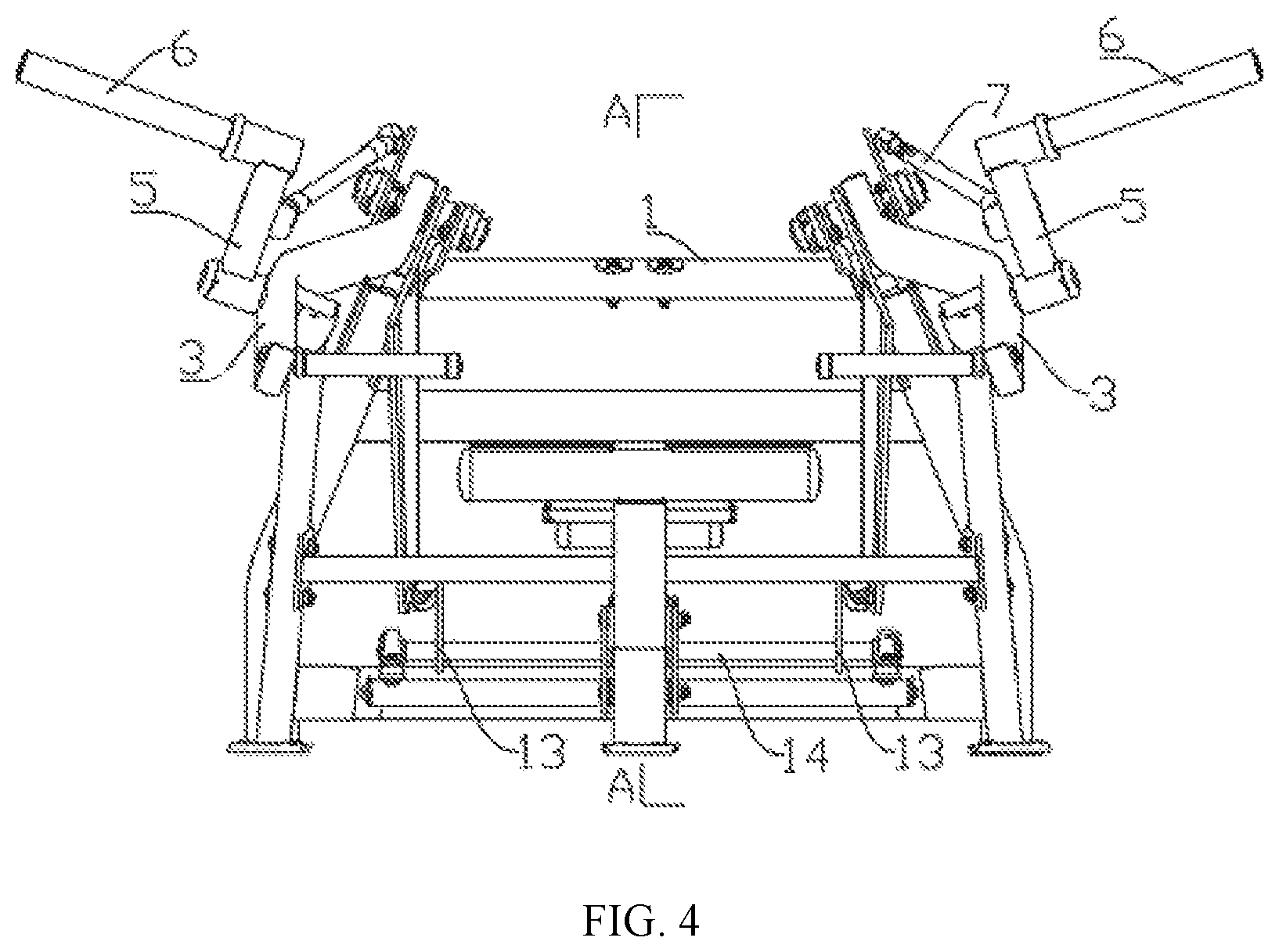 Patent US12472396 Figure 4 – Bench press training machine with variable arms of force