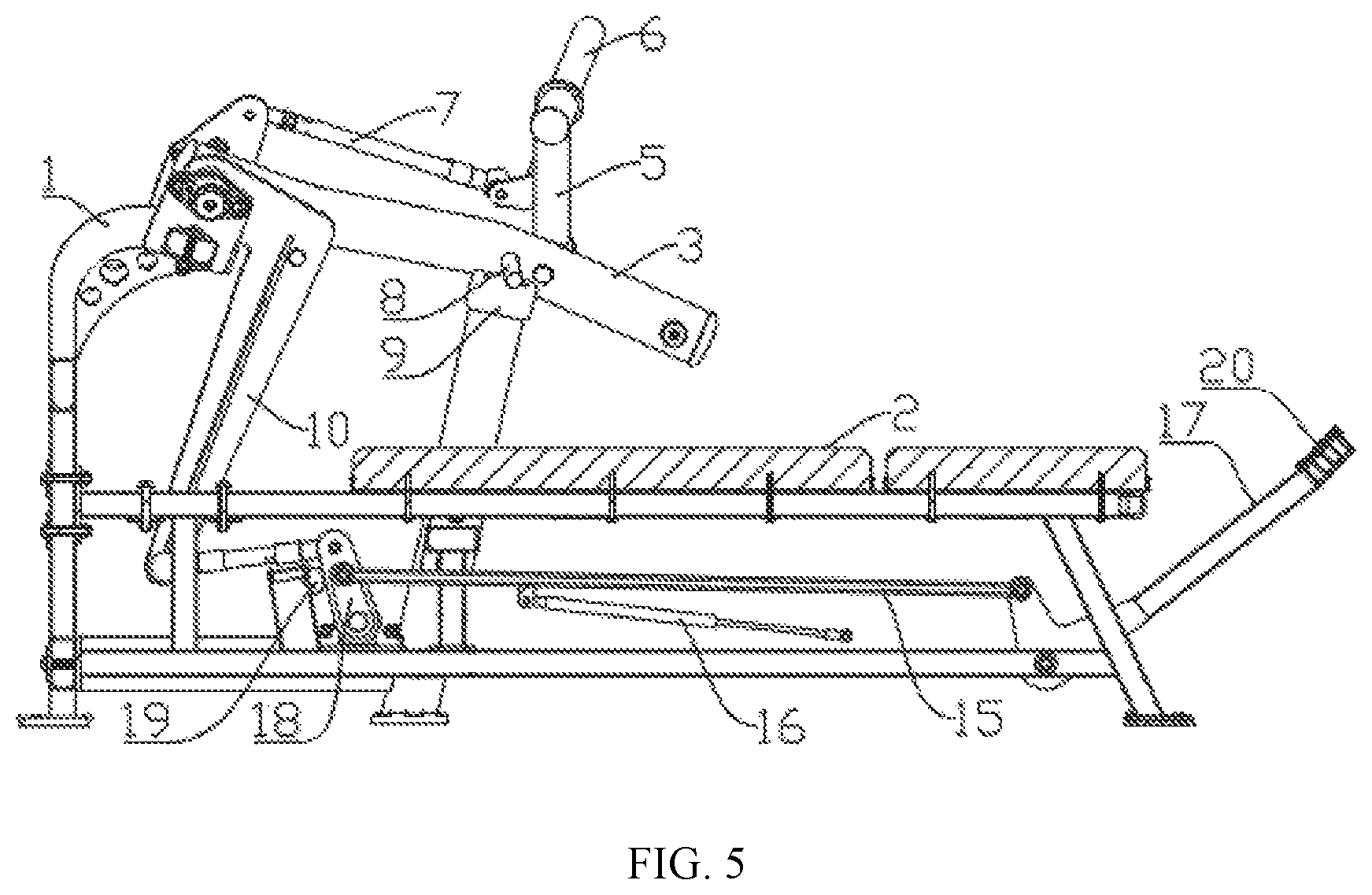 Patent US12472396 Figure 5 – Bench press training machine with variable arms of force