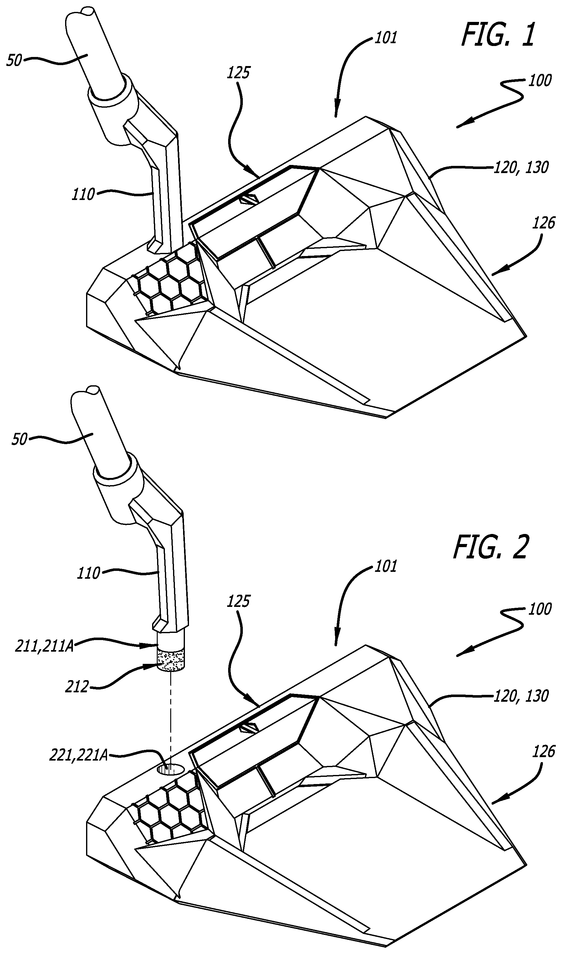 Patent US12472406 Figure 1 – Golf clubhead with powder filled cavity