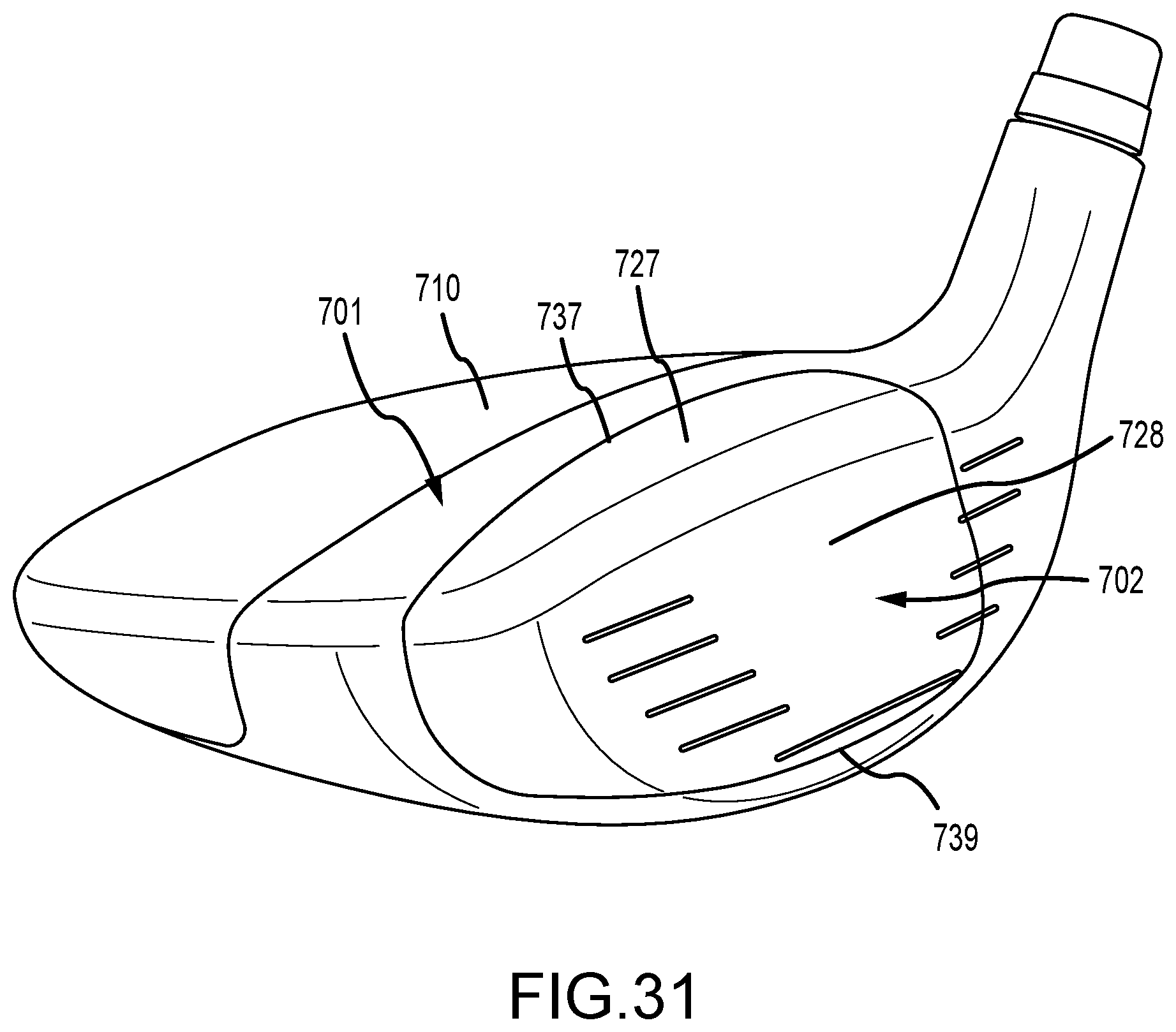 Patent US12472407 Figure 19 – Golf club heads with slits and flexure inserts