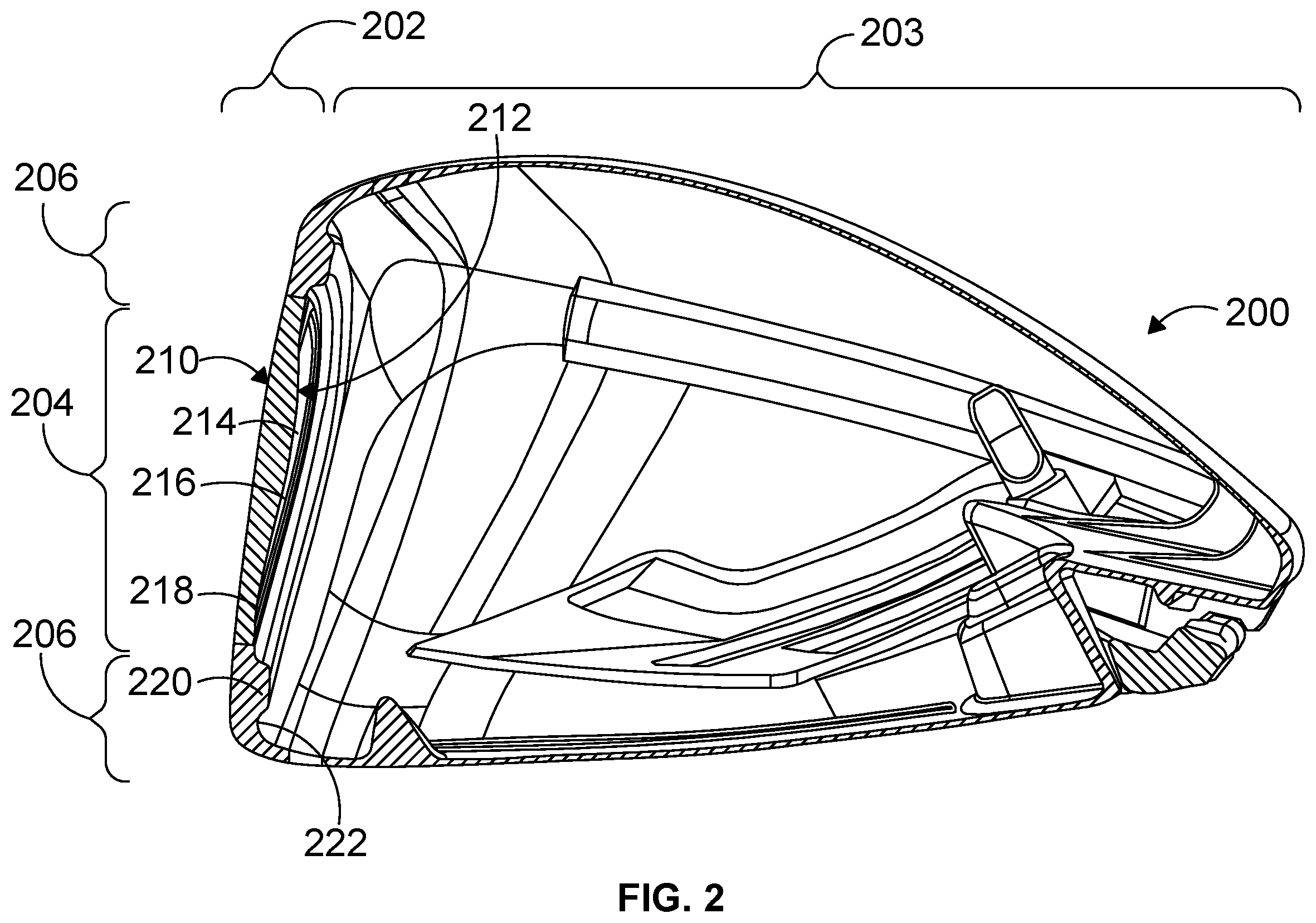 Patent US12472408 Figure 2 – Golf club head with improved striking face