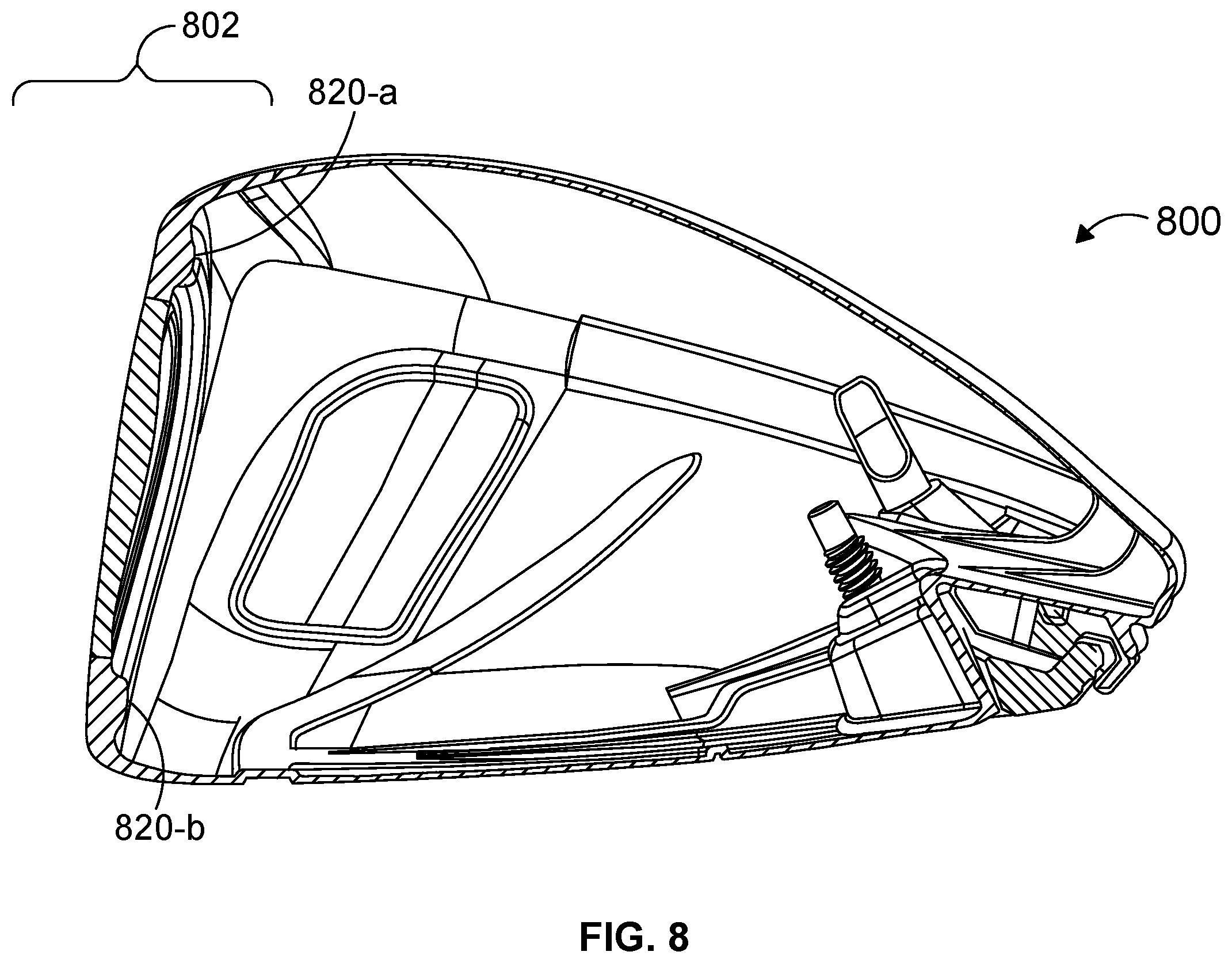 Patent US12472408 Figure 9 – Golf club head with improved striking face
