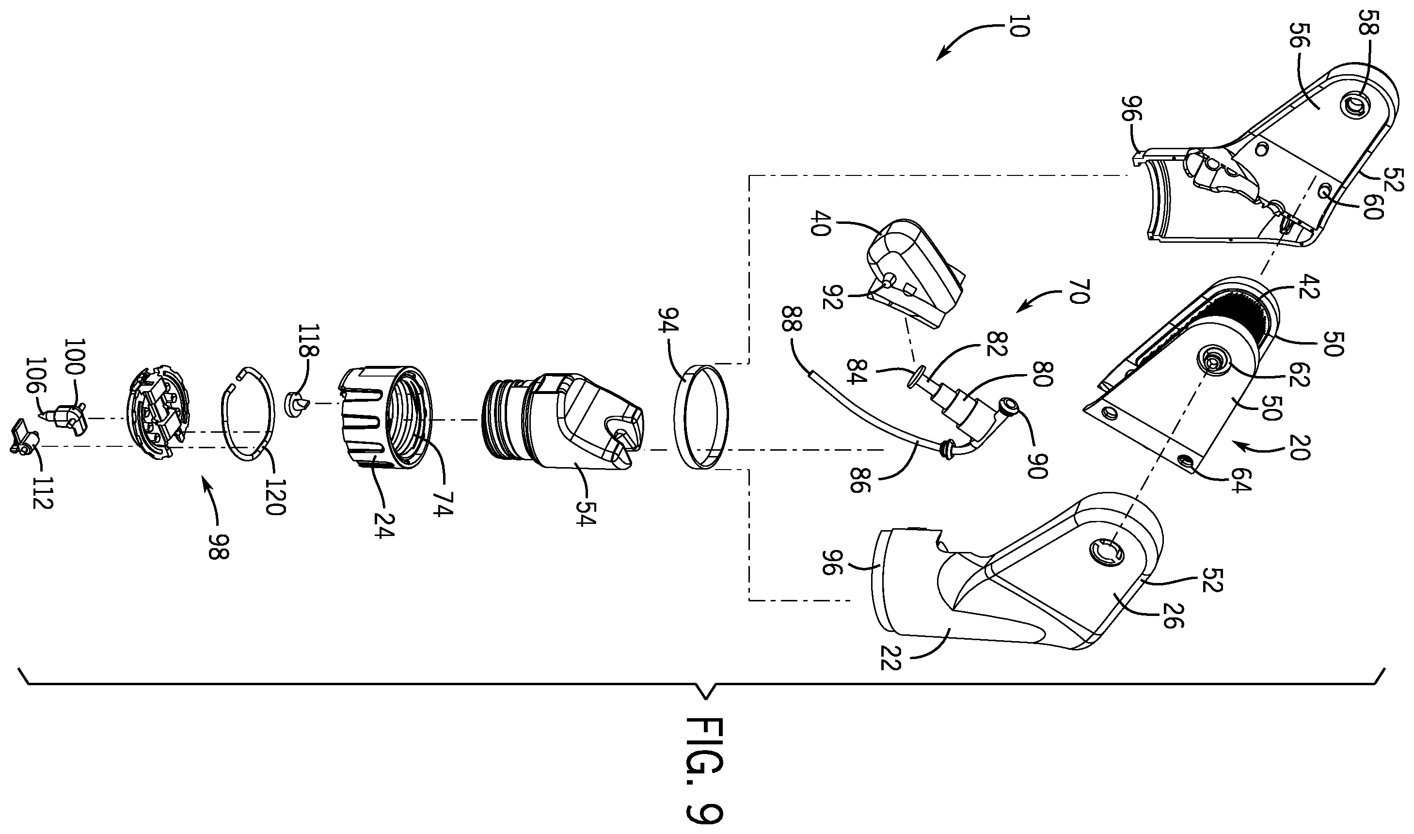 Patent US12472410 Figure 5 – Hand-held golf club cleaning device