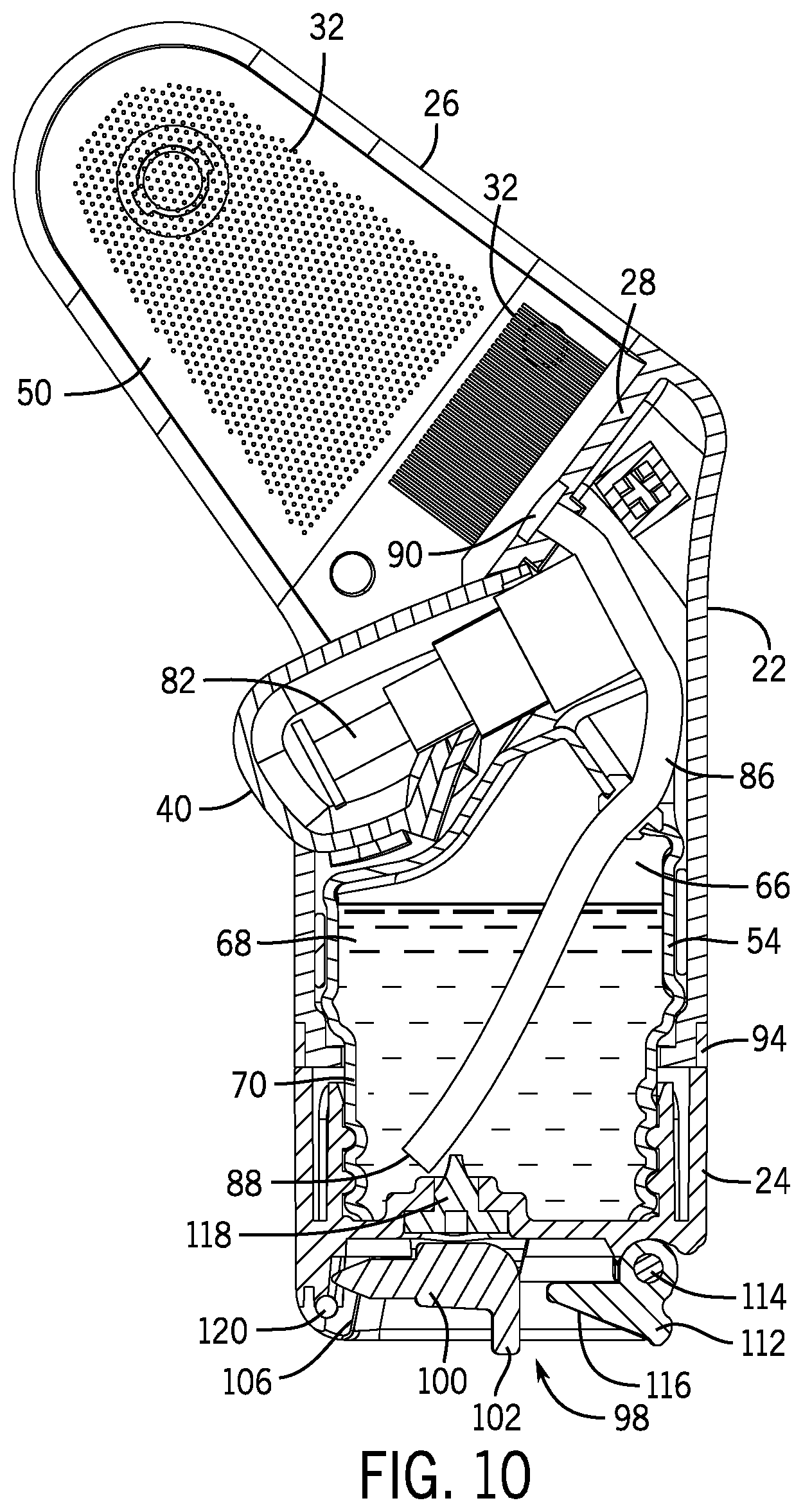 Patent US12472410 Figure 6 – Hand-held golf club cleaning device