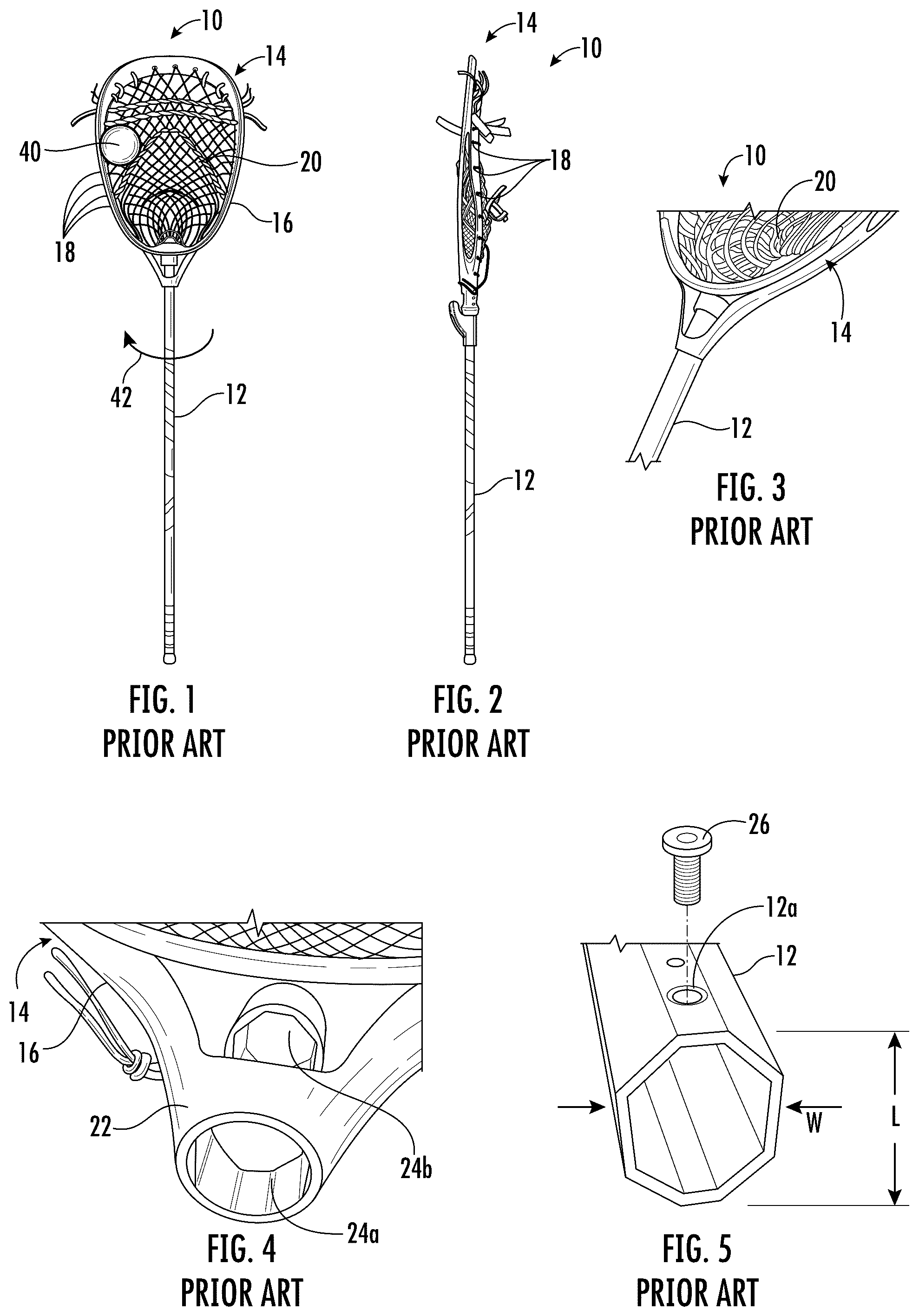 Patent US12472411 Figure 1 – Anti-rotation element for a lacrosse goalie stick
