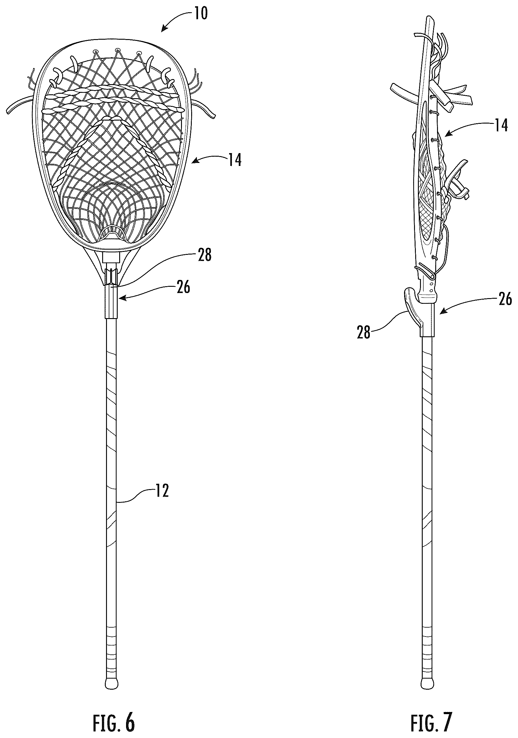 Patent US12472411 Figure 2 – Anti-rotation element for a lacrosse goalie stick