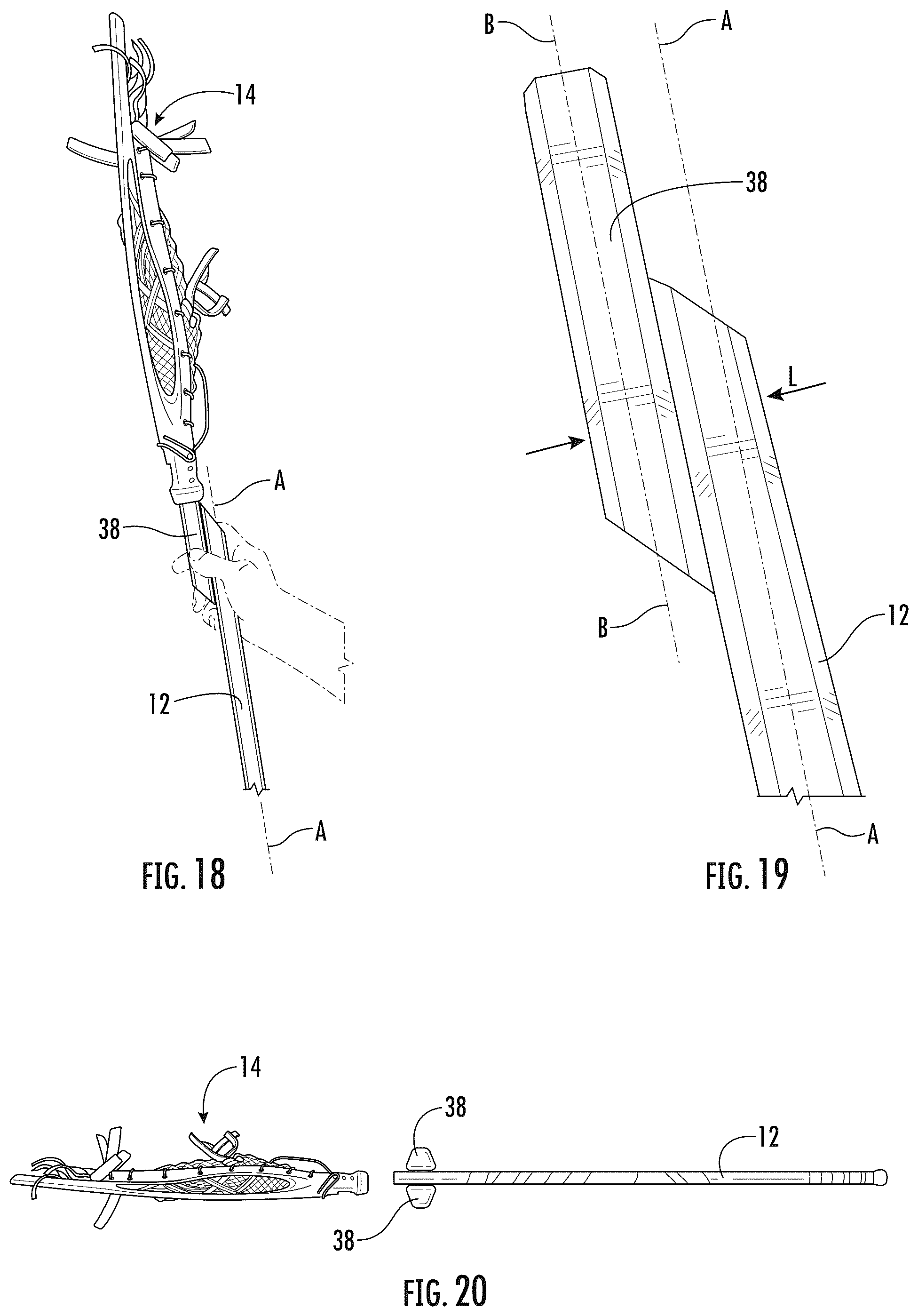 Patent US12472411 Figure 5 – Anti-rotation element for a lacrosse goalie stick
