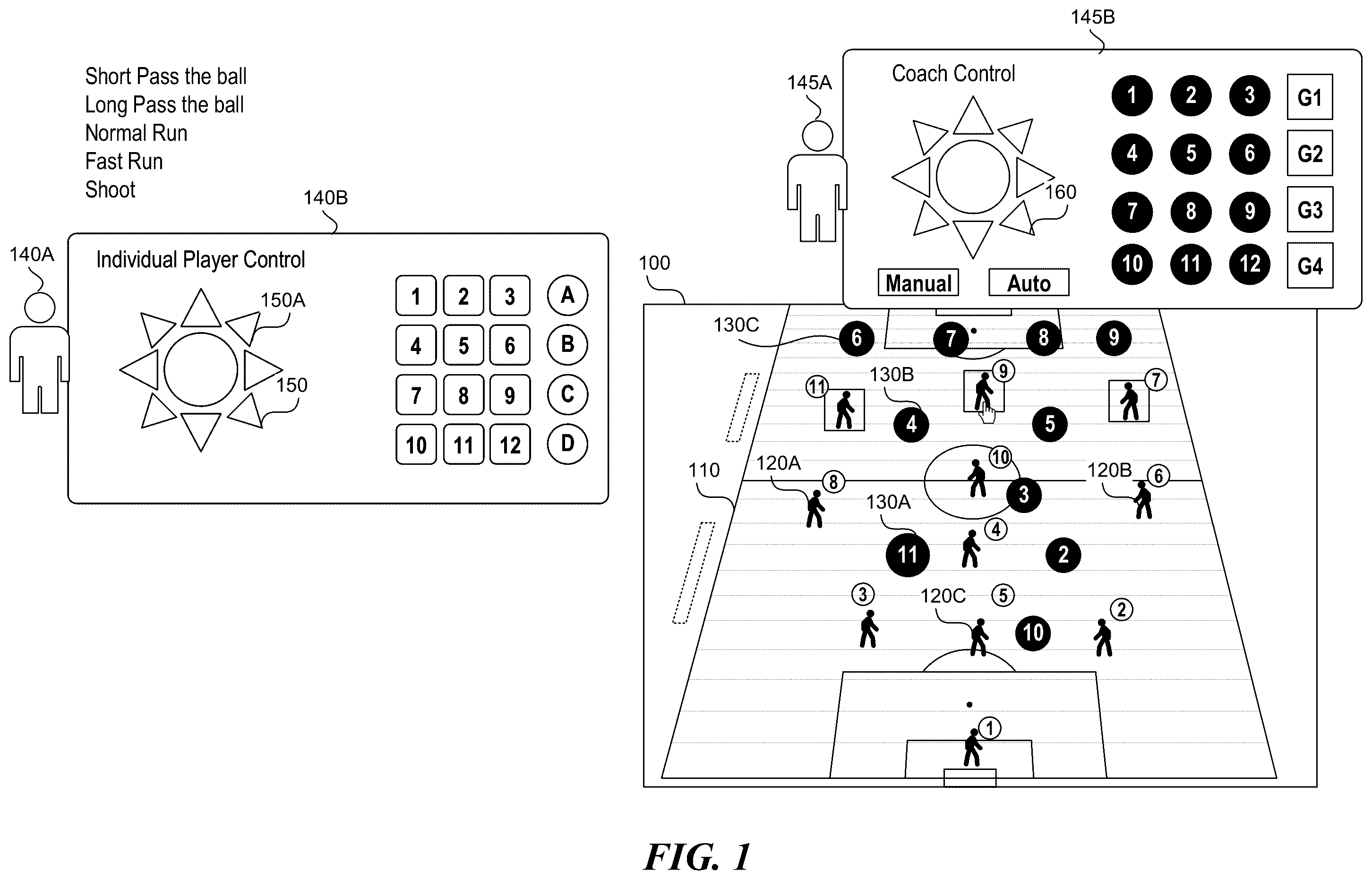 Patent US12472428 Figure 1 – Enabling a coach and multiple players to interact in a virtual game session