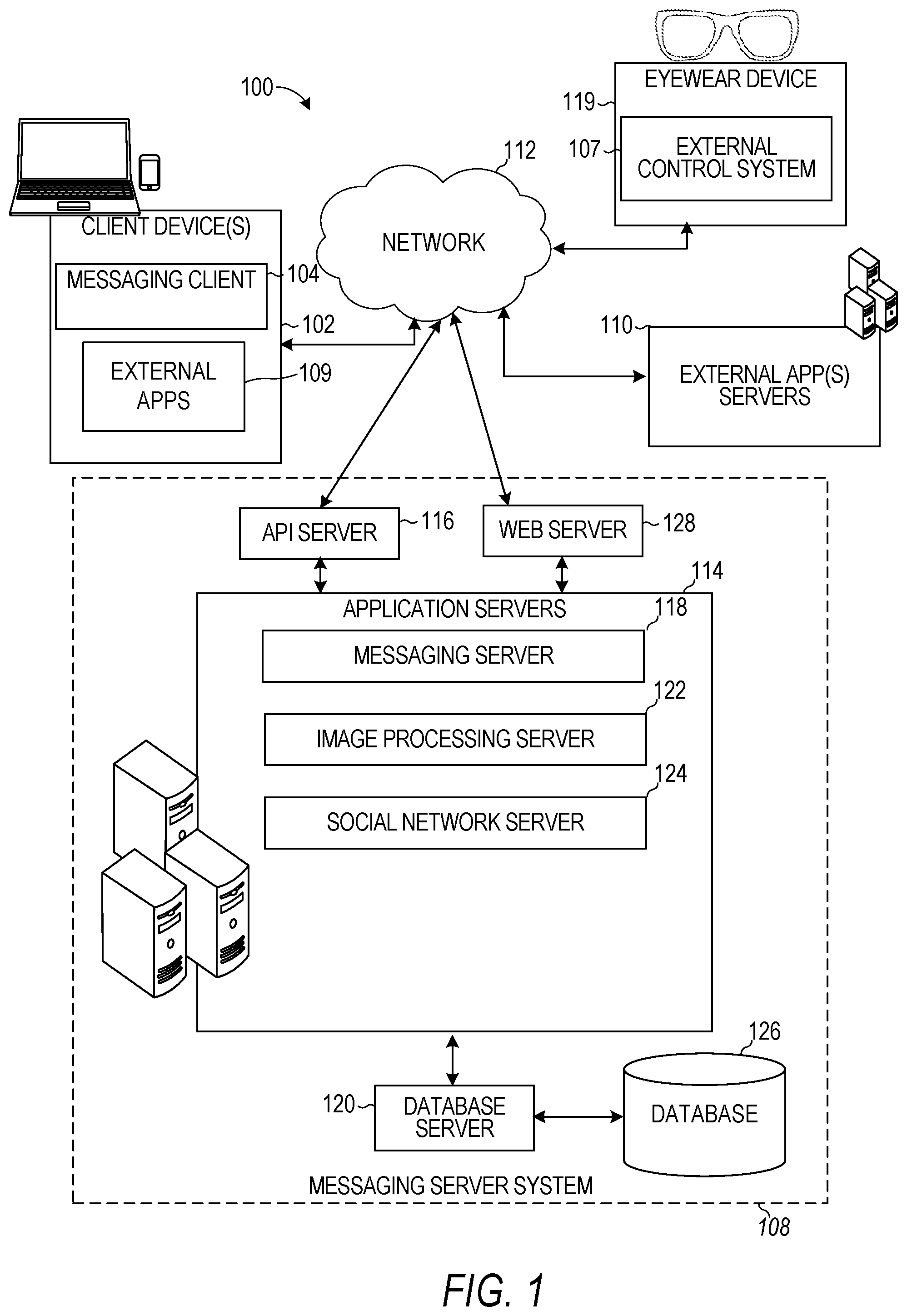 Patent US12472435 Figure 1 – External controller for an eyewear device