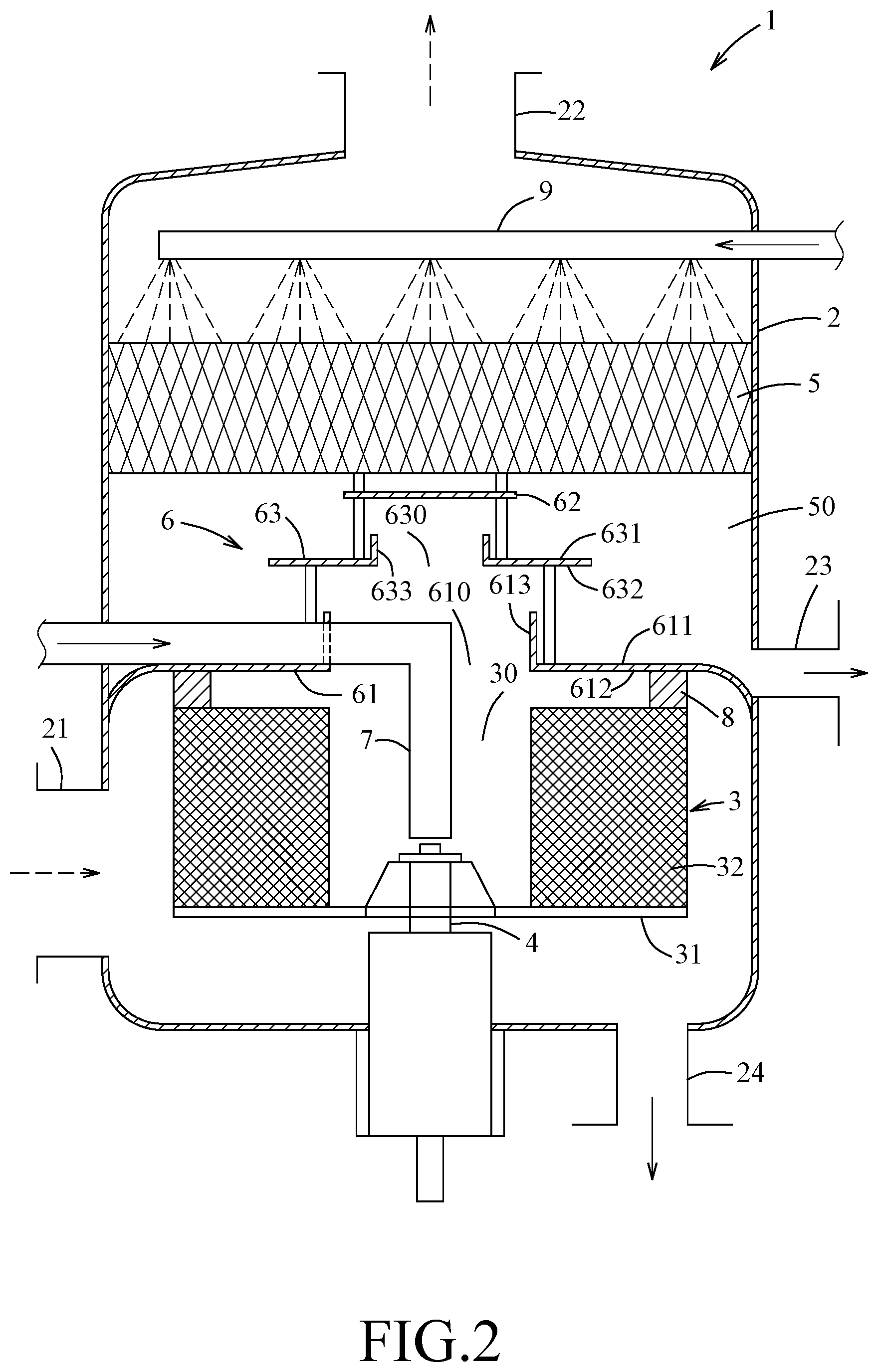 Patent US12472462 Figure 2 – Series-connected absorption high-gravity device