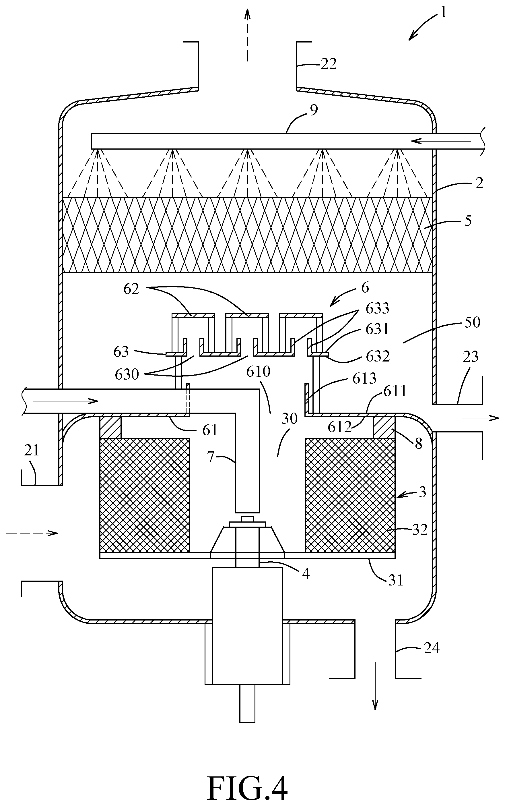 Patent US12472462 Figure 4 – Series-connected absorption high-gravity device