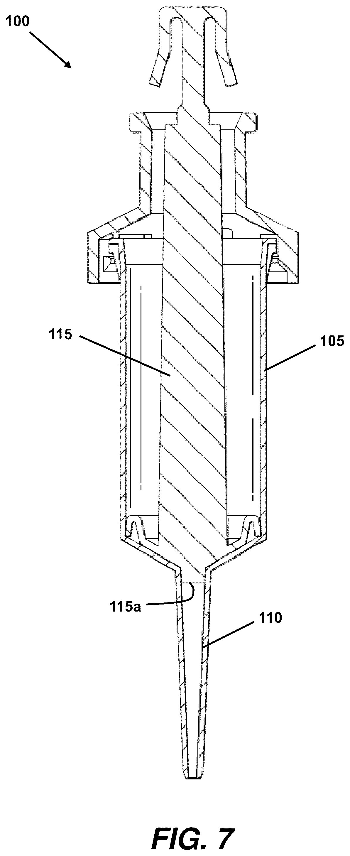 Patent US12472491 Figure 7 – Positive displacement pipette syringe with reduced fluid drag
