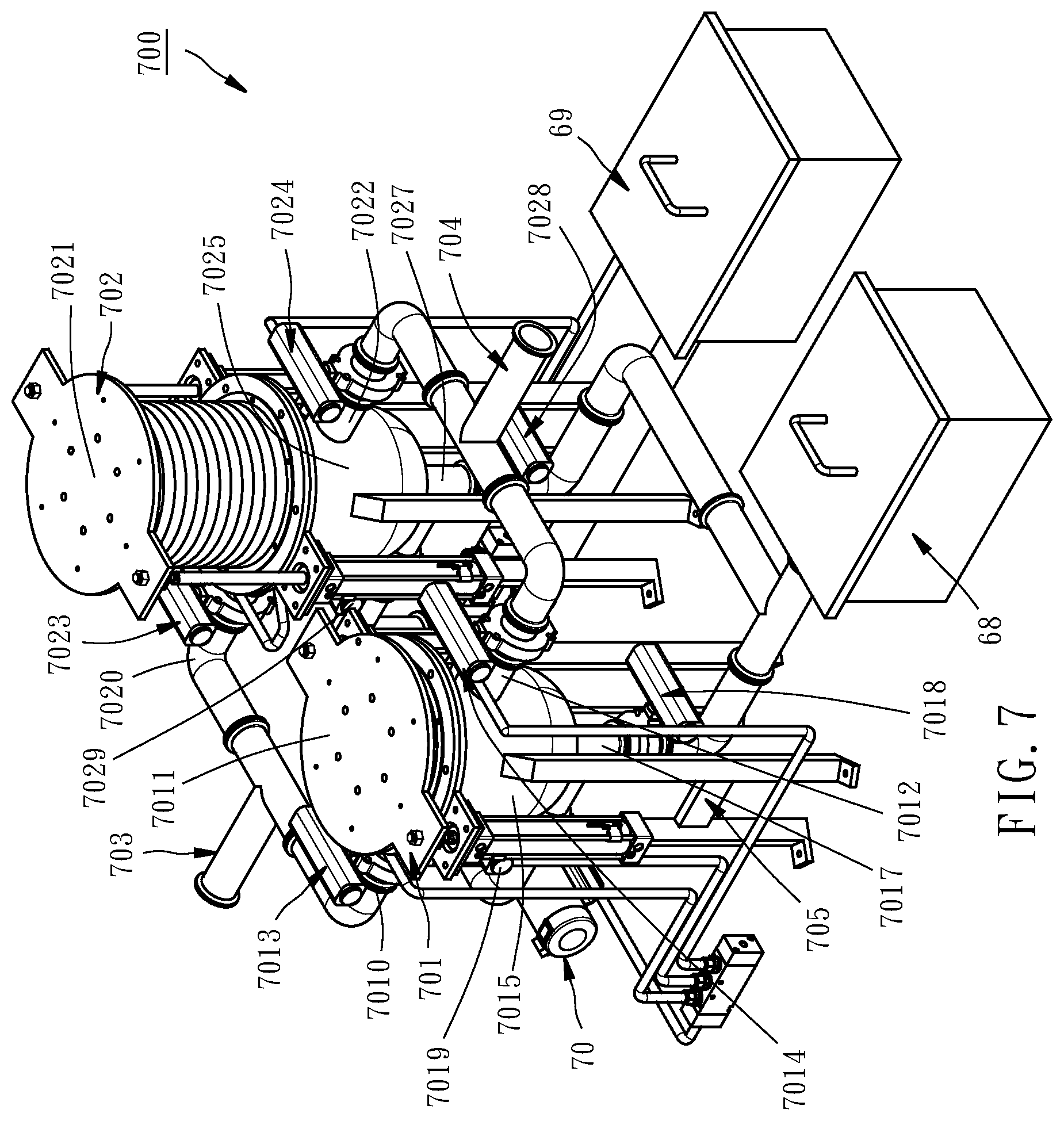 Patent US12472510 Figure 7 – Device, assembly and method for separating tramp metals from liquid raw materials
