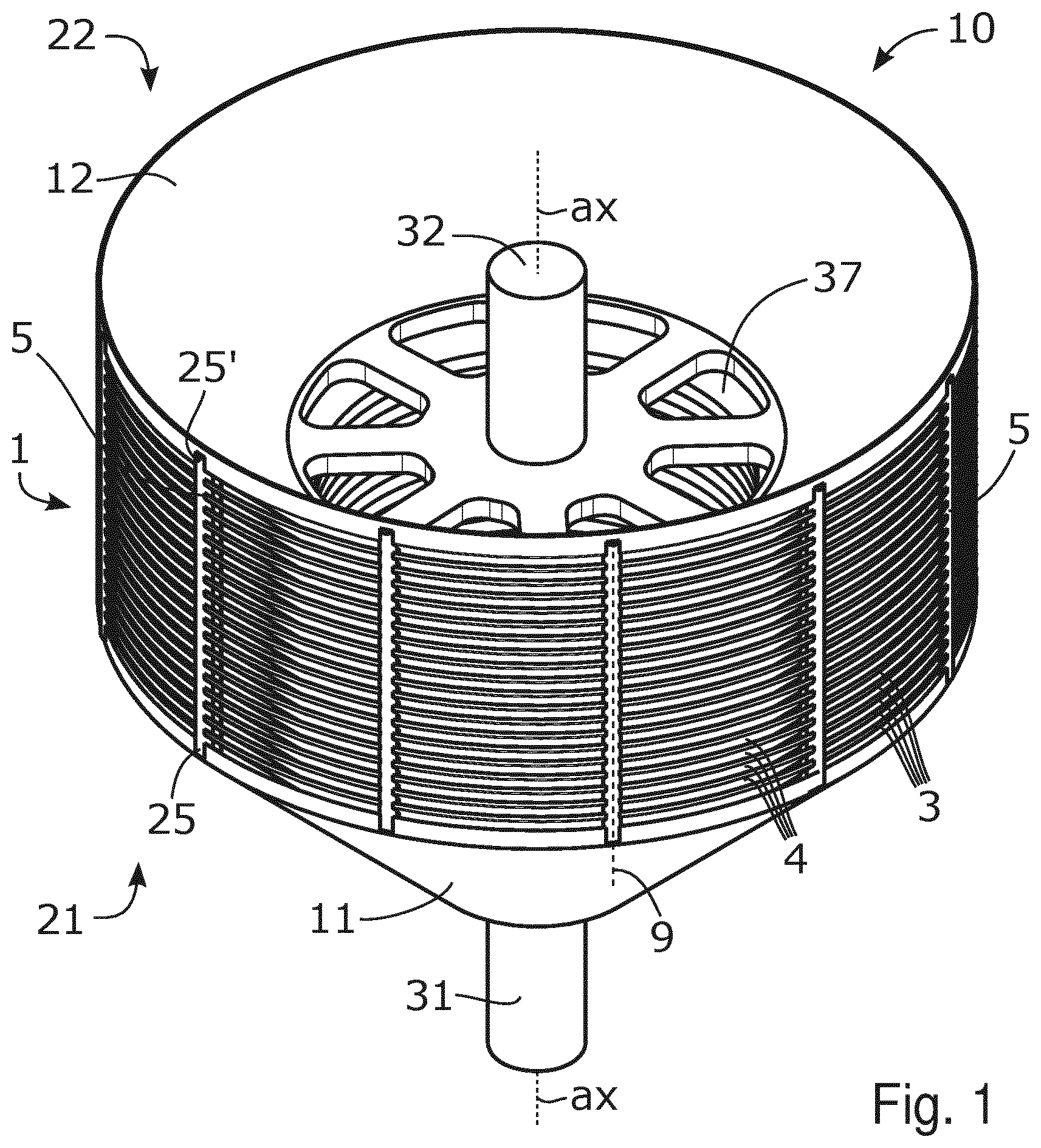 Patent US12472513 Figure 1 – Disc stack, rotor unit, centrifugal separator, method of providing disc stack, and method of providing rotor unit