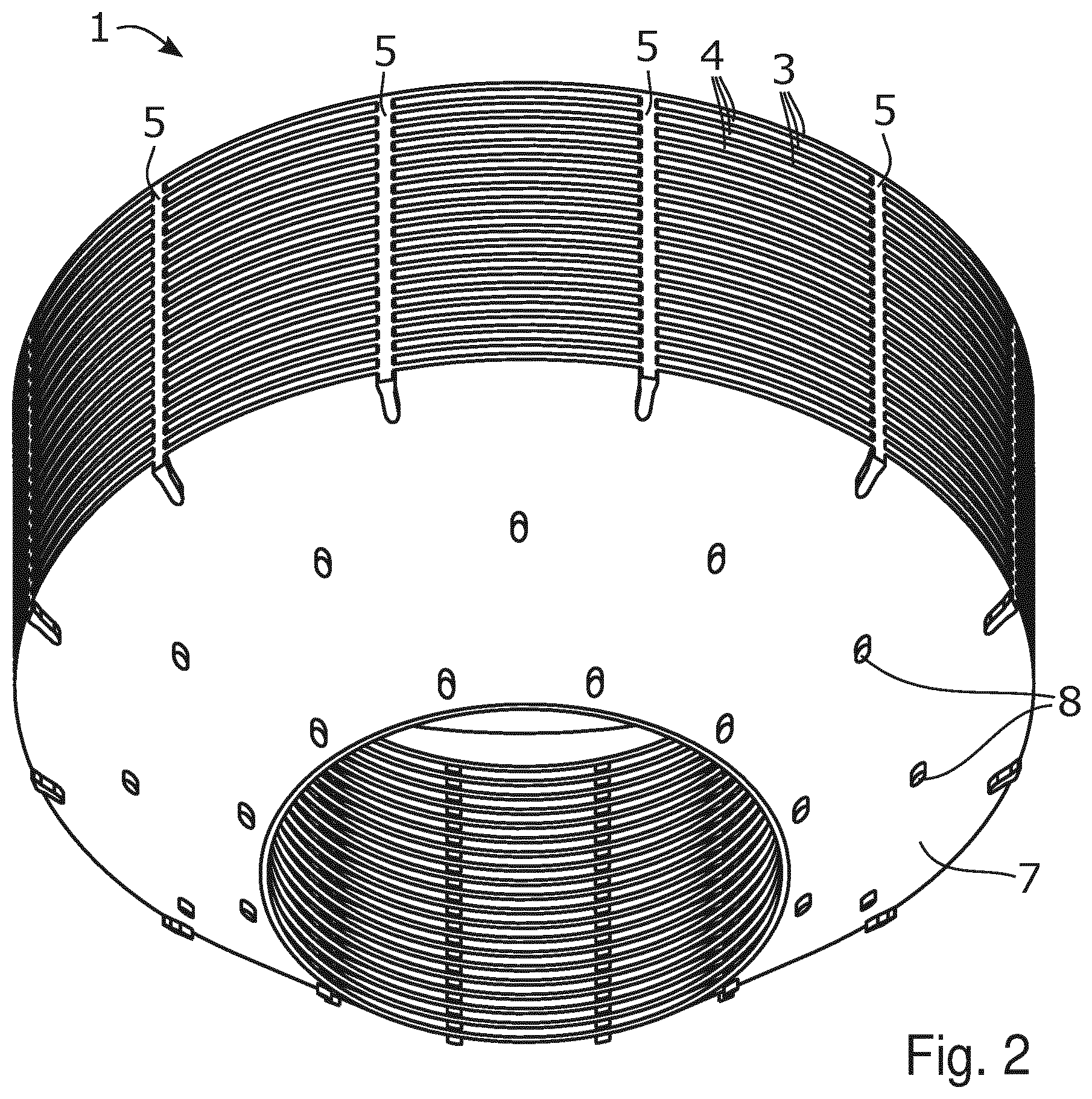 Patent US12472513 Figure 2 – Disc stack, rotor unit, centrifugal separator, method of providing disc stack, and method of providing rotor unit