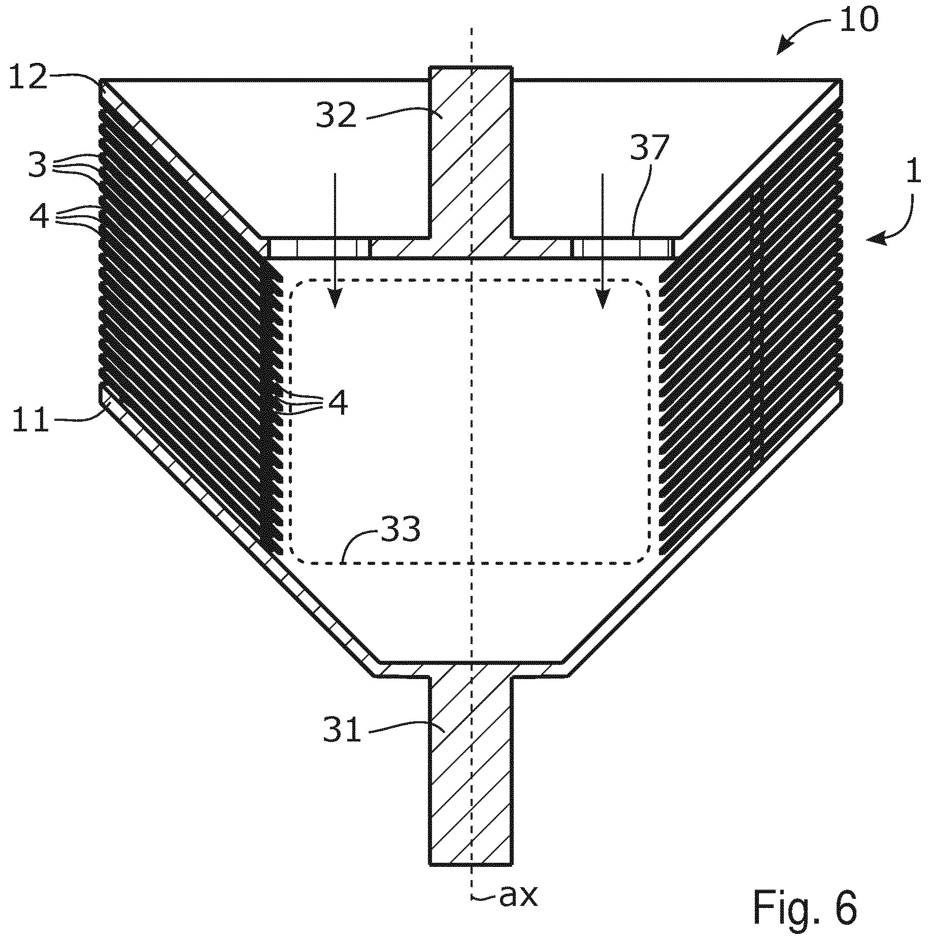 Patent US12472513 Figure 6 – Disc stack, rotor unit, centrifugal separator, method of providing disc stack, and method of providing rotor unit