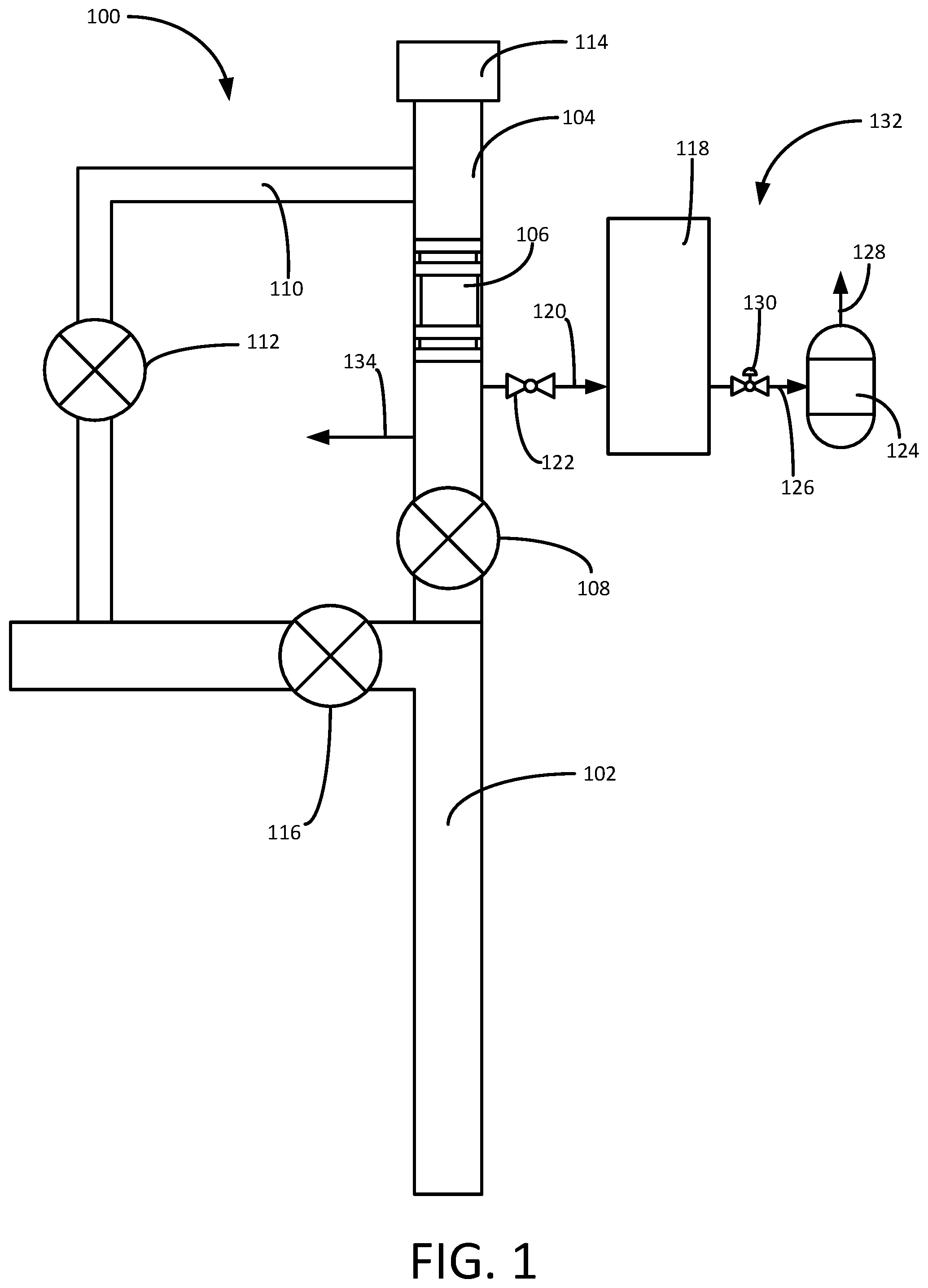 Patent US12472537 Figure 1 – Hydrocarbon gas emissions control device for pipeline pigging operations