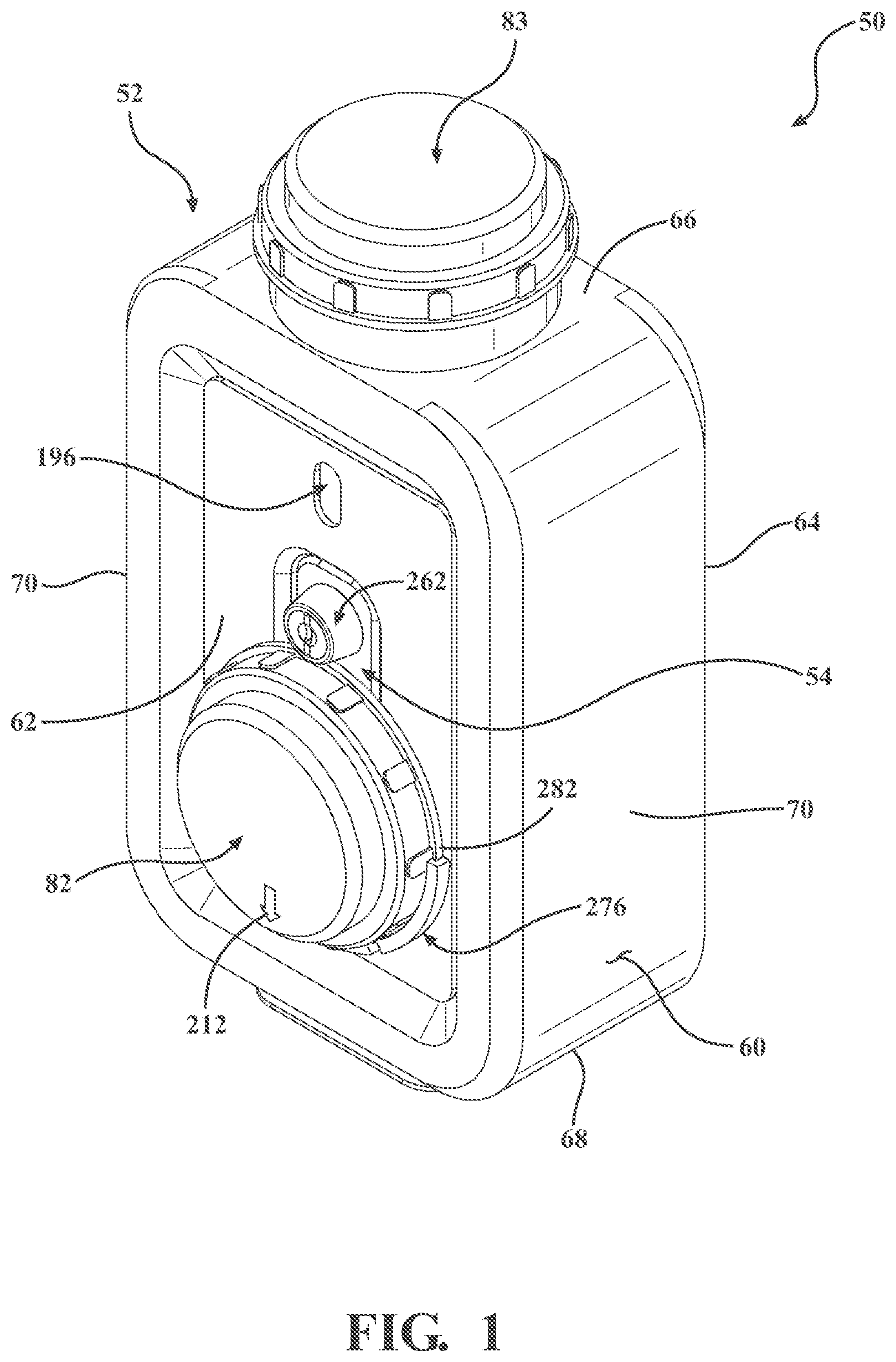 Patent US12472543 Figure 1 – Waste disposal system and waste receiver for receiving and disposing of pharmaceutical waste material