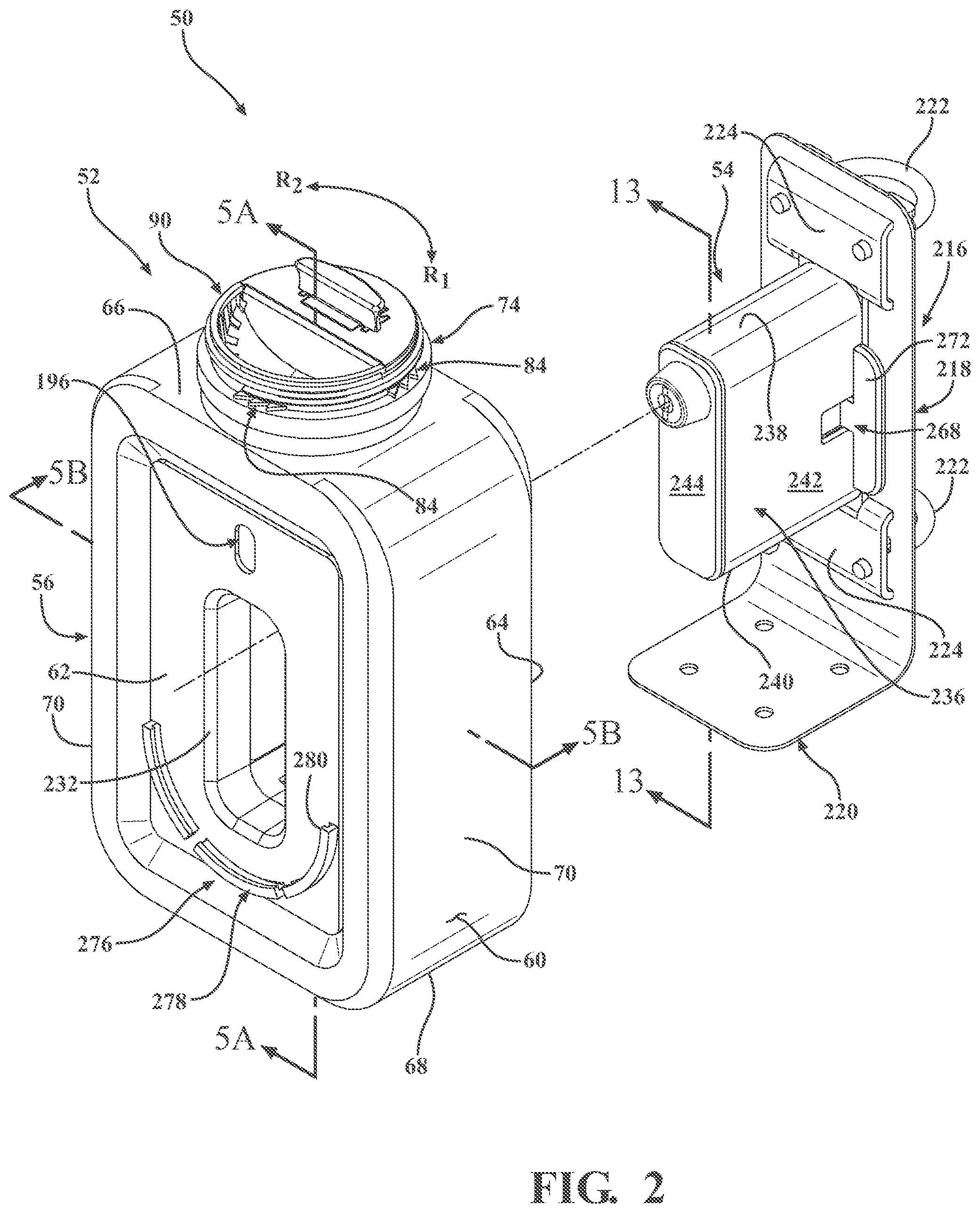 Patent US12472543 Figure 2 – Waste disposal system and waste receiver for receiving and disposing of pharmaceutical waste material