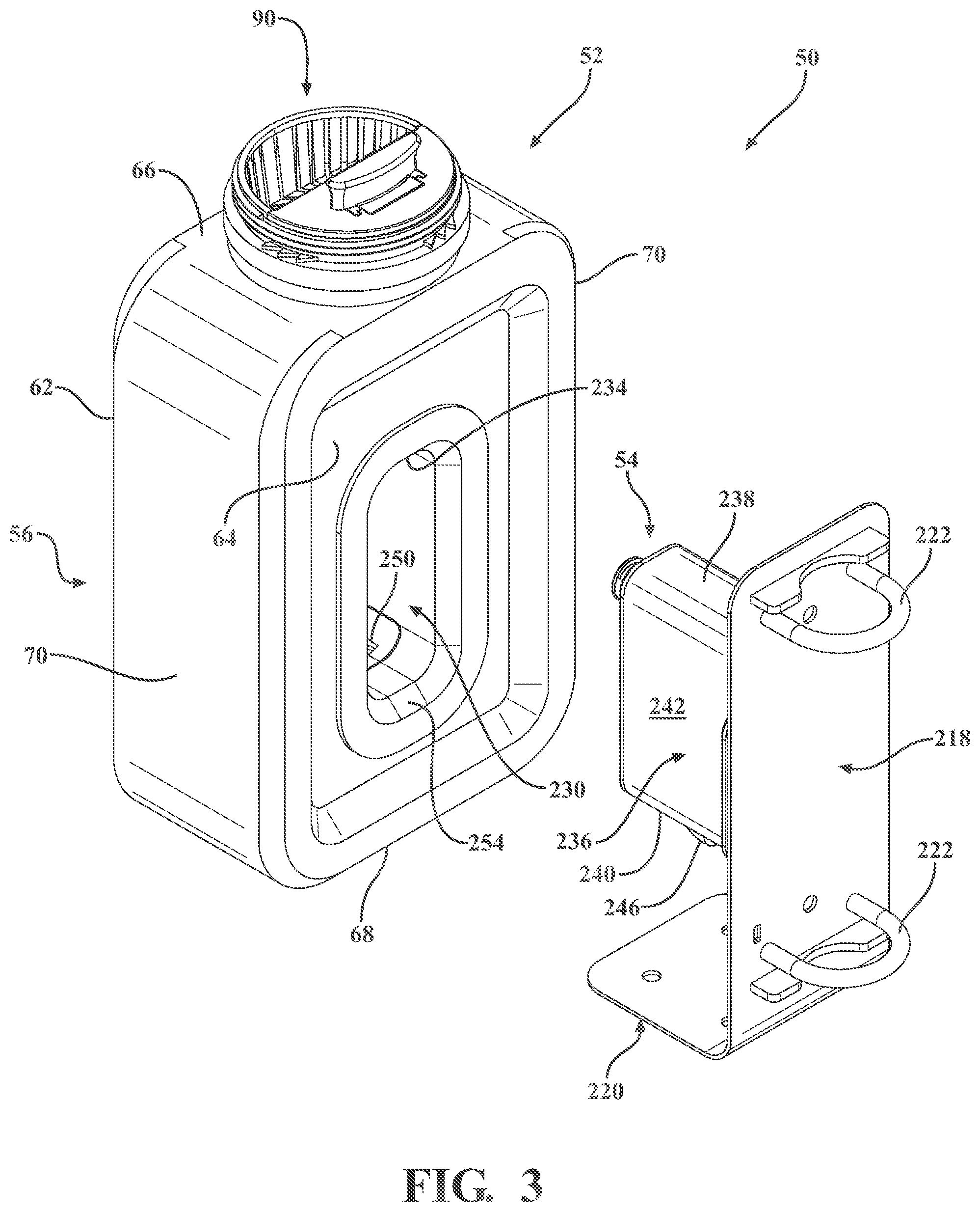 Patent US12472543 Figure 3 – Waste disposal system and waste receiver for receiving and disposing of pharmaceutical waste material