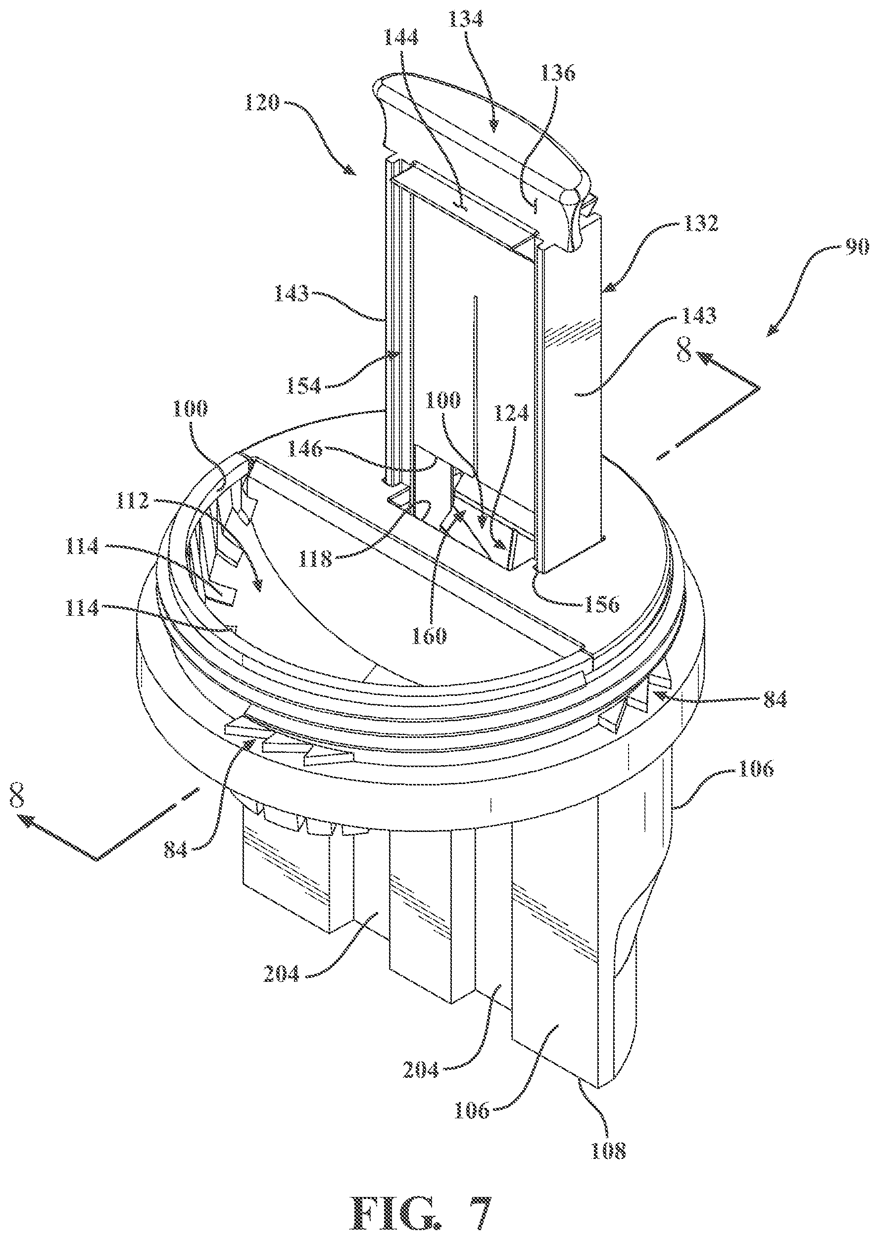 Patent US12472543 Figure 8 – Waste disposal system and waste receiver for receiving and disposing of pharmaceutical waste material