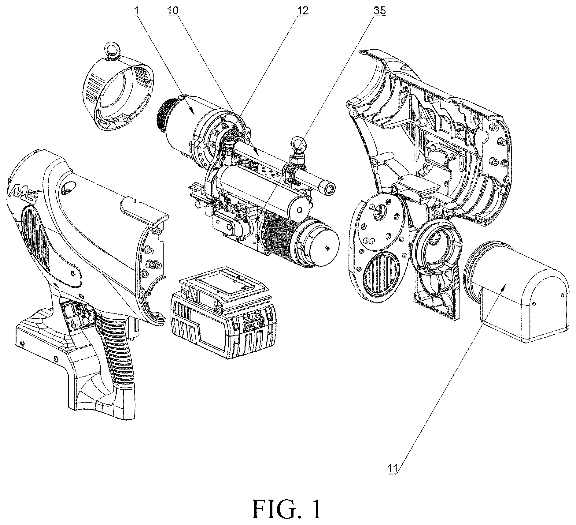 Patent US12472552 Figure 1 – Electro-hydraulic riveting tool