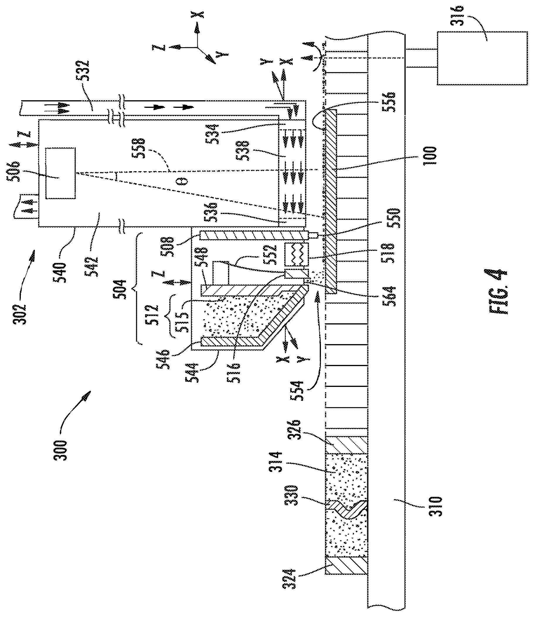 Patent US12472556 Figure 4 – Apparatus and method for angular and rotational additive manufacturing