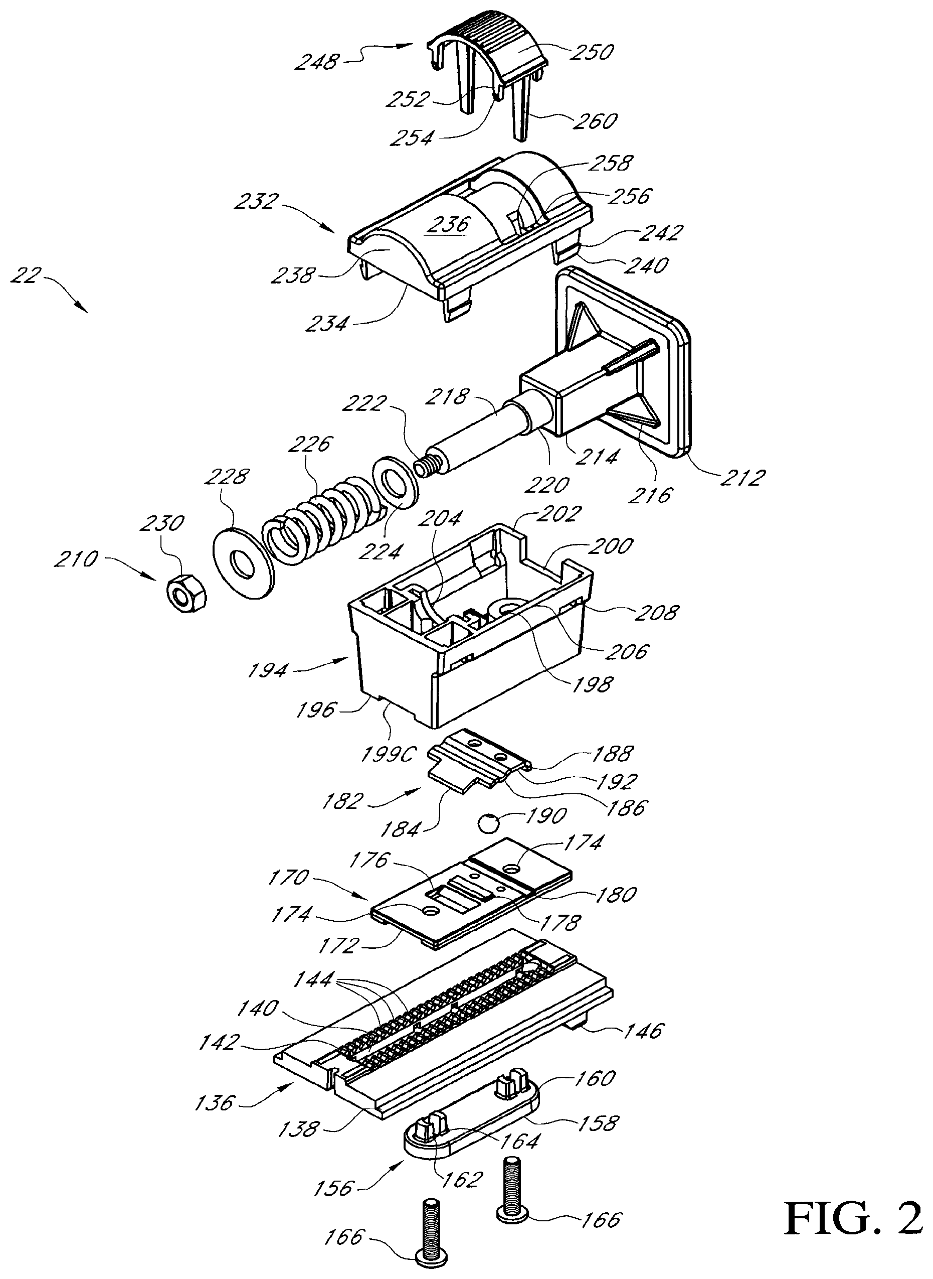 Patent US12472565 Figure 2 – Ratcheting quick-adjust drilling jig