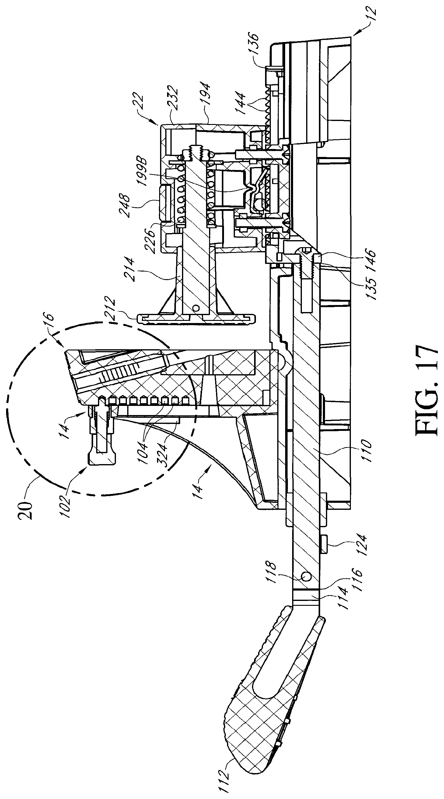 Patent US12472565 Figure 16 – Ratcheting quick-adjust drilling jig